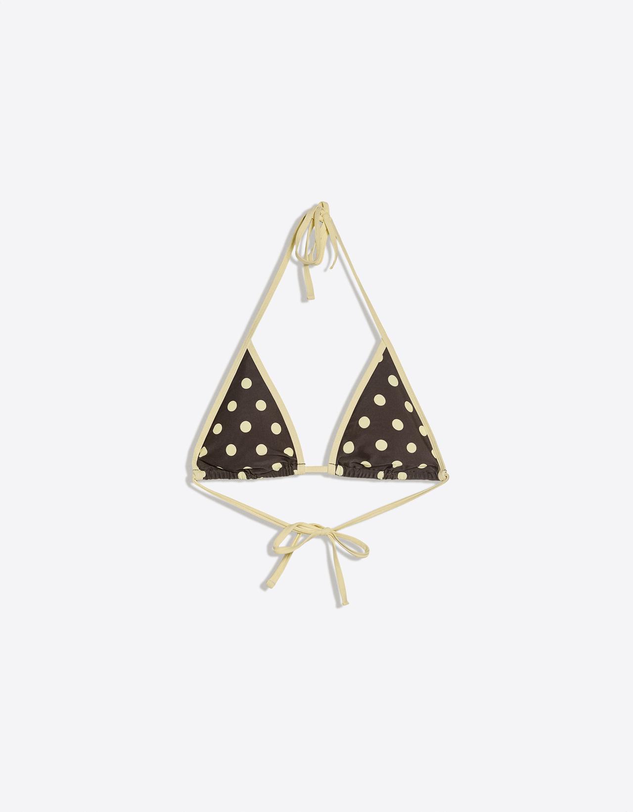 Triangle polka dot bikini top — Brown