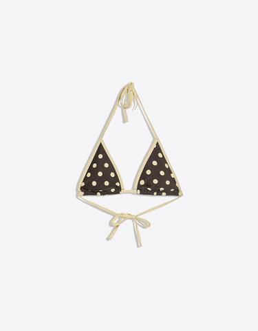 Triangle polka dot bikini top — Brown 4