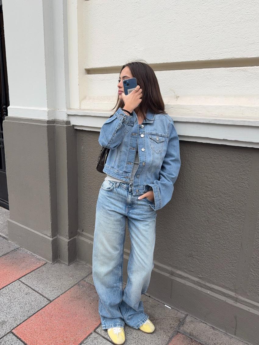 Giacca di jeans-Azzurro Lavato