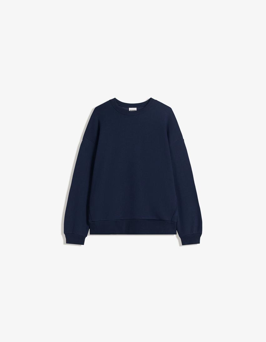 Sweatshirt oversize com bolsos-Marinho