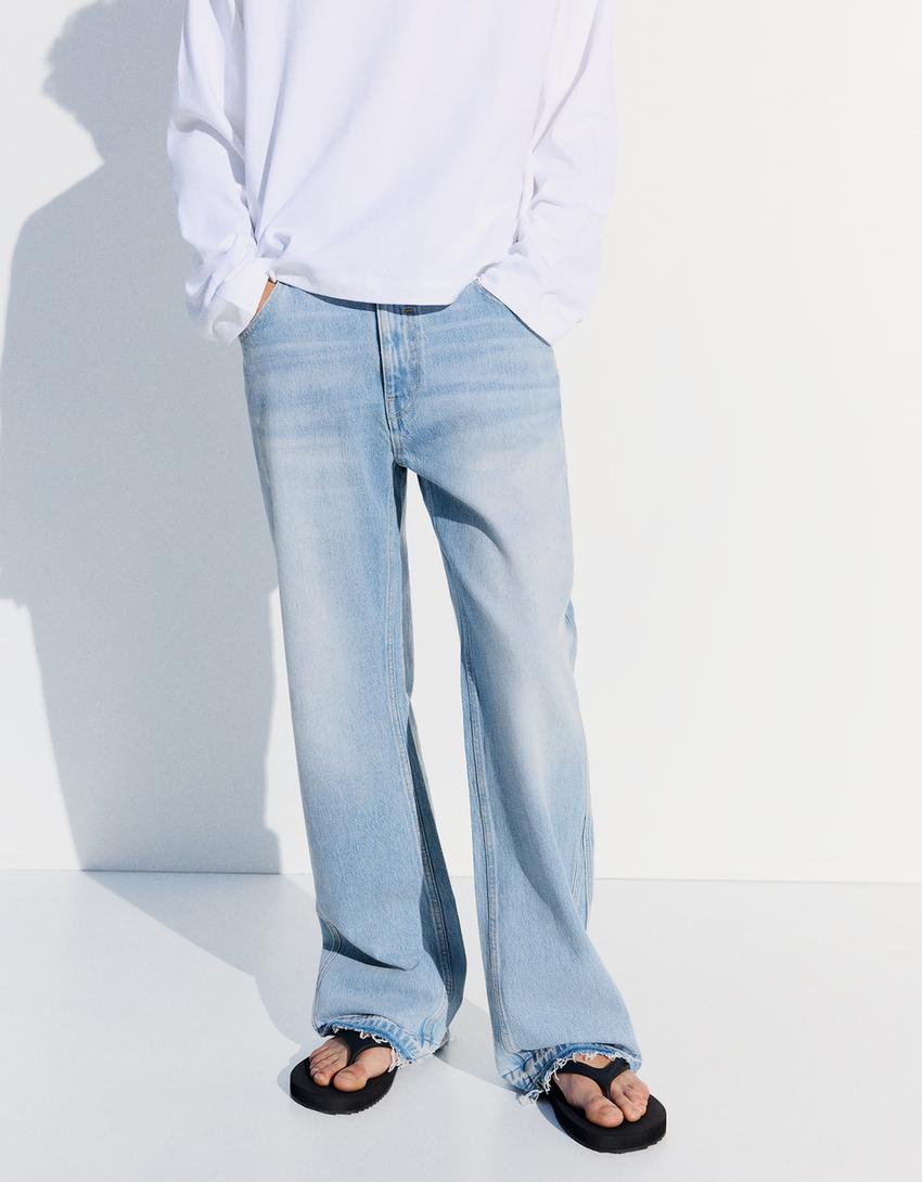 Straight flared jeans-Light blue