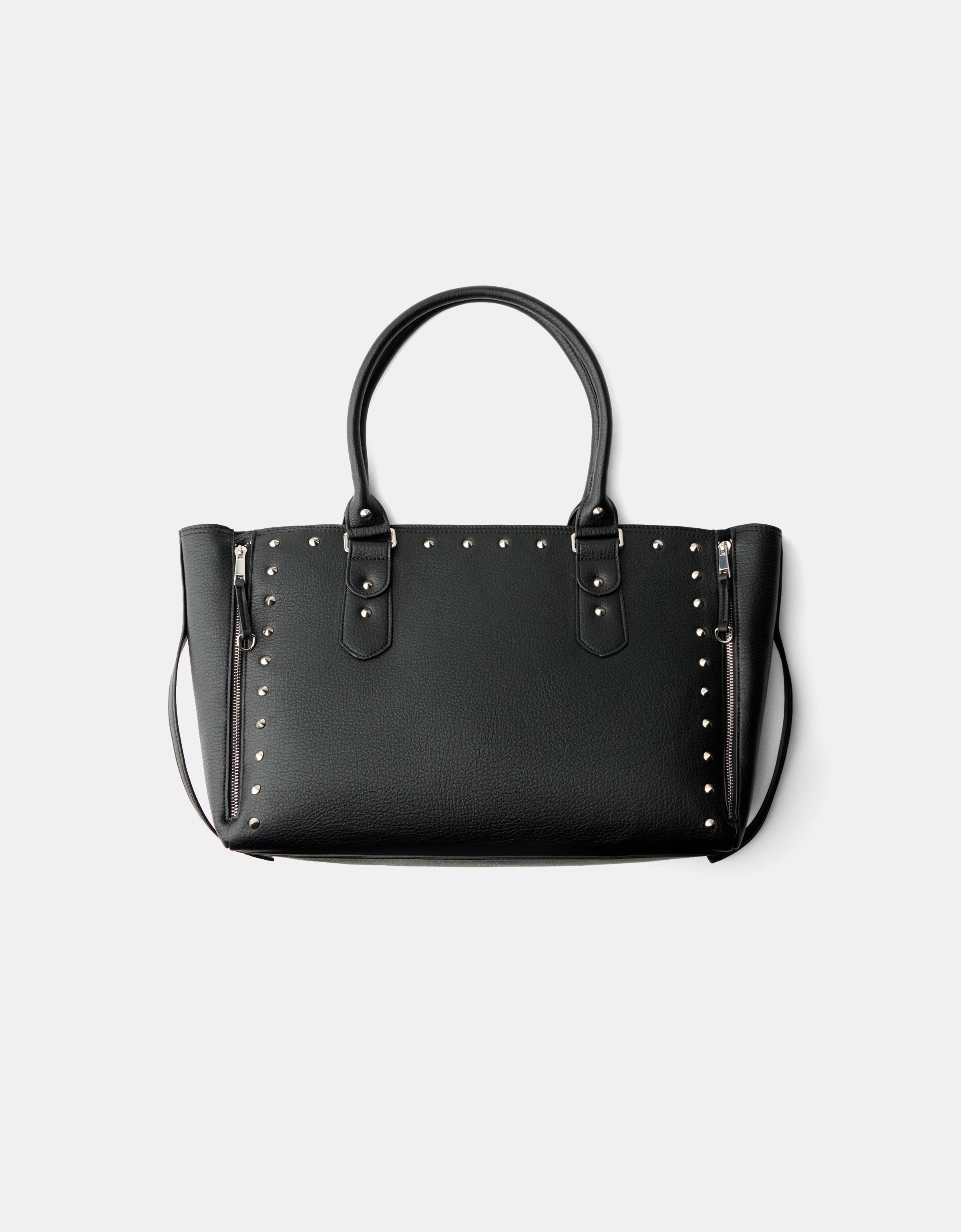 Bershka Shopper-Tasche Mit Nieten Damen Schwarz