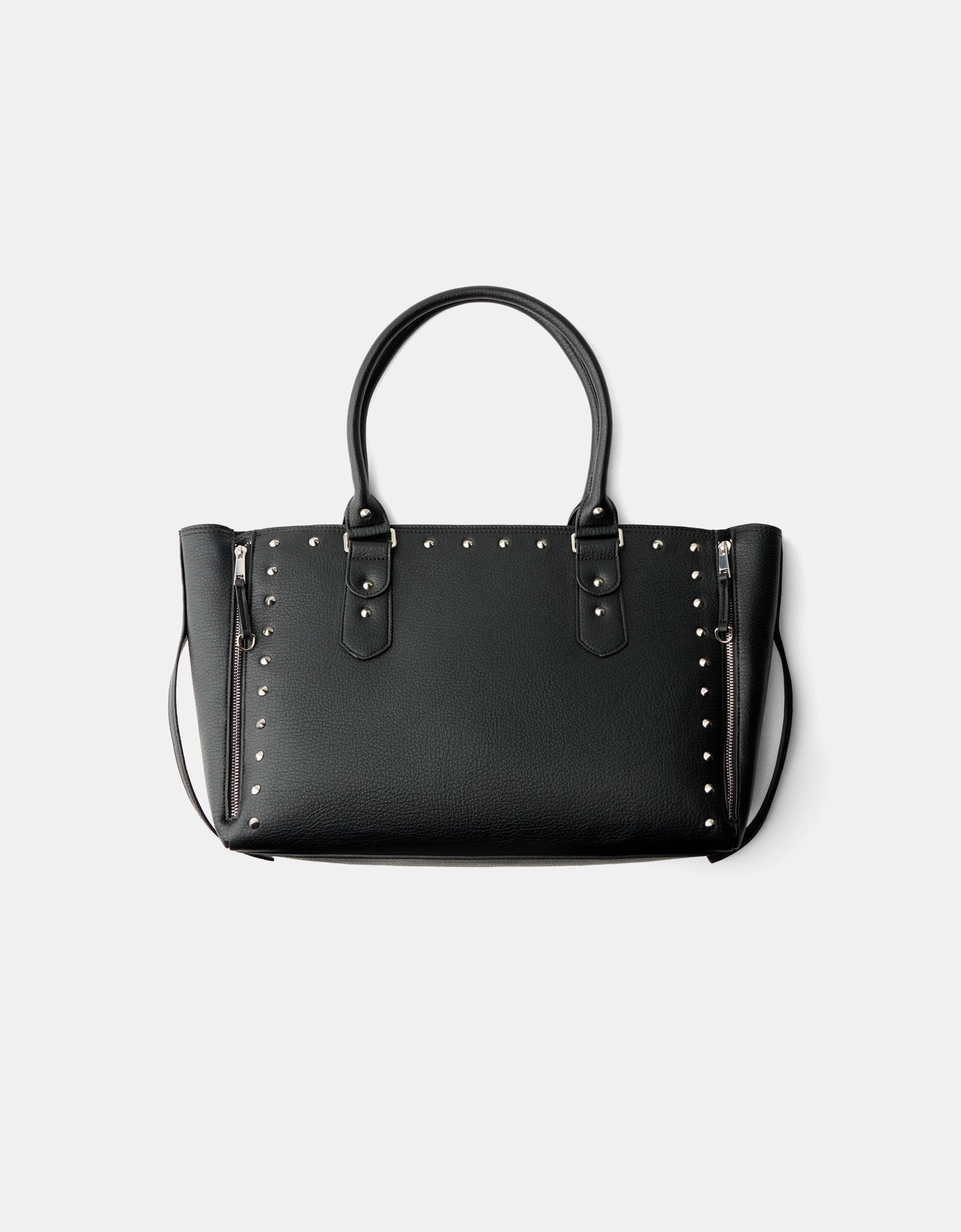 Bershka Bolso Shopper Tachas Mujer Negro