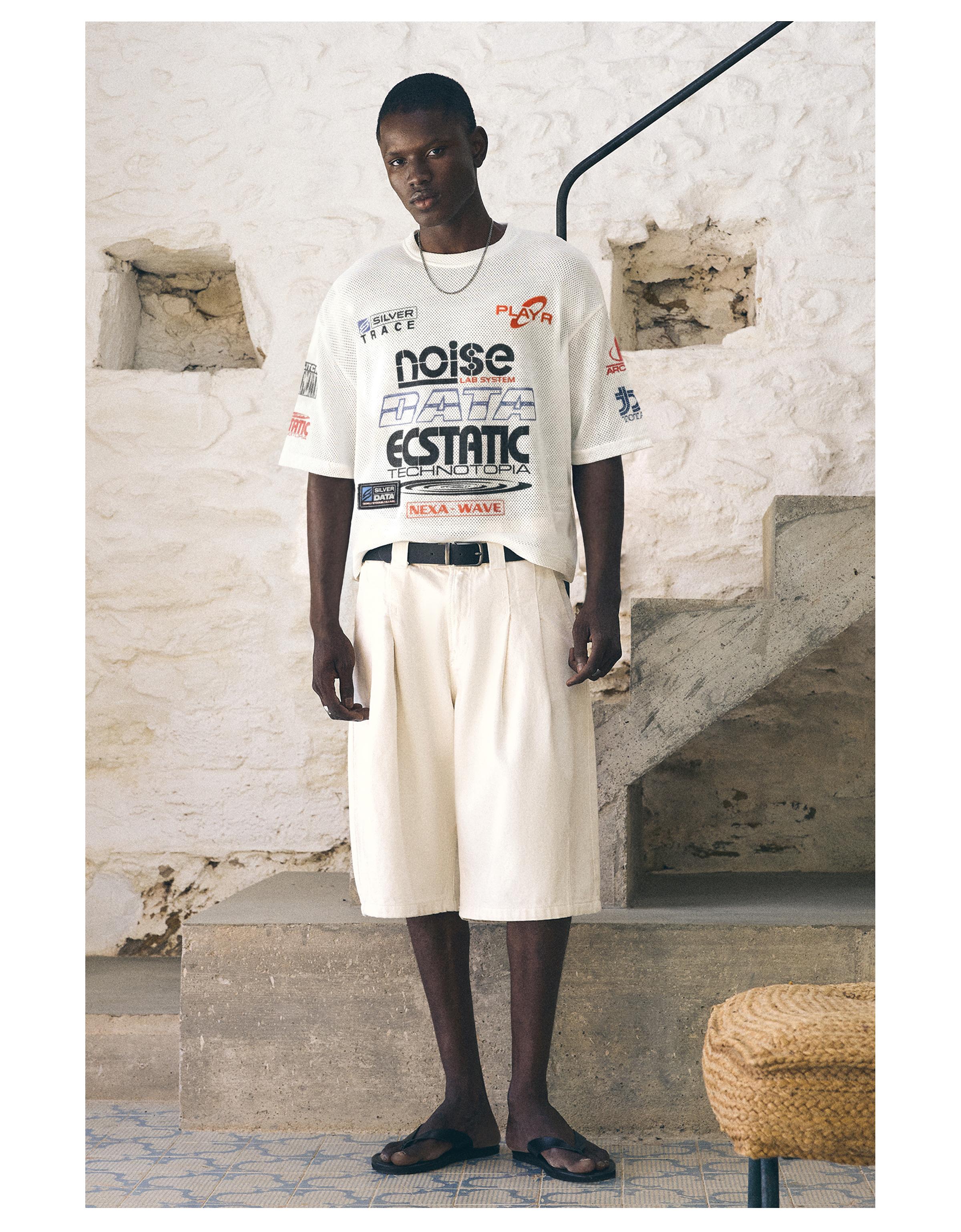 Boxy print T-shirt — Cream