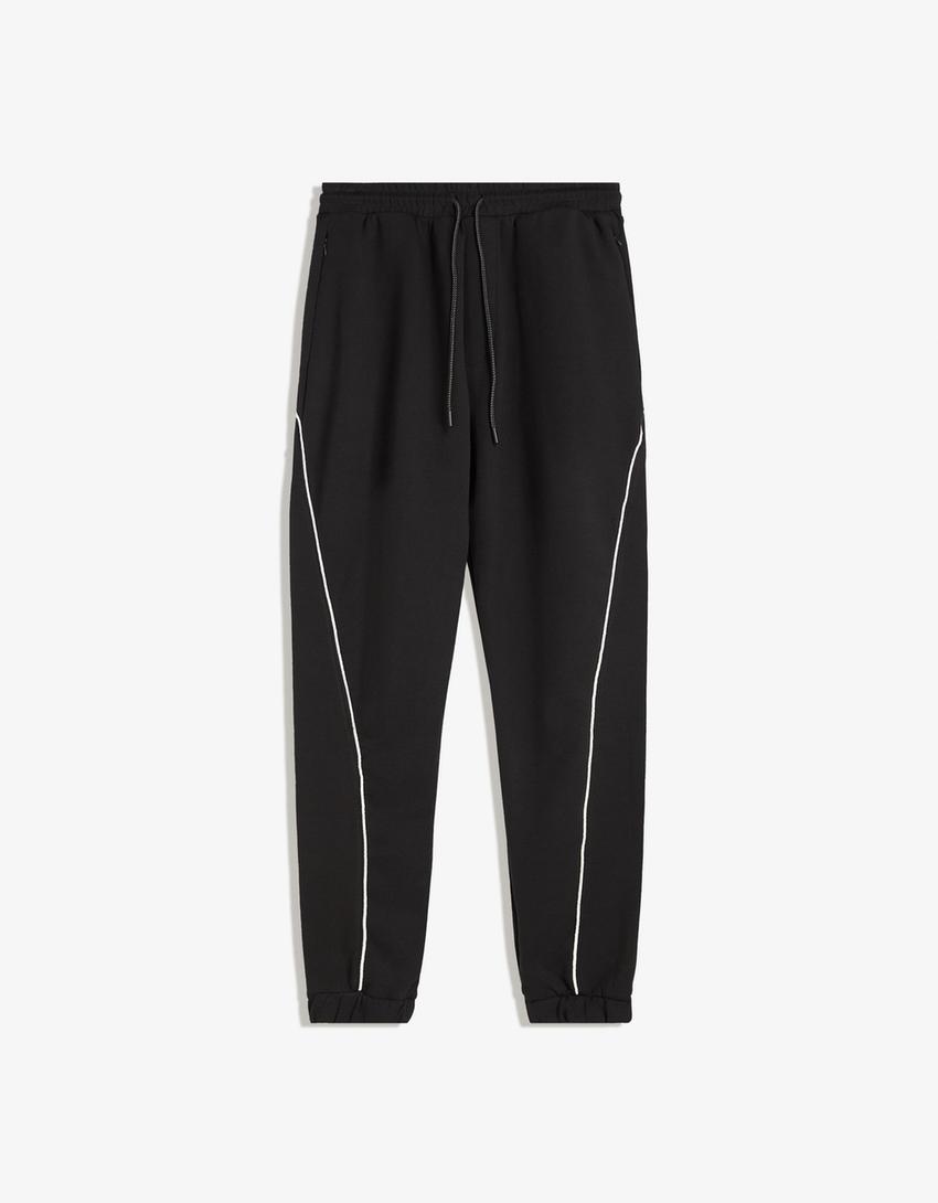 Pantaloni jogger in felpa-Nero-0