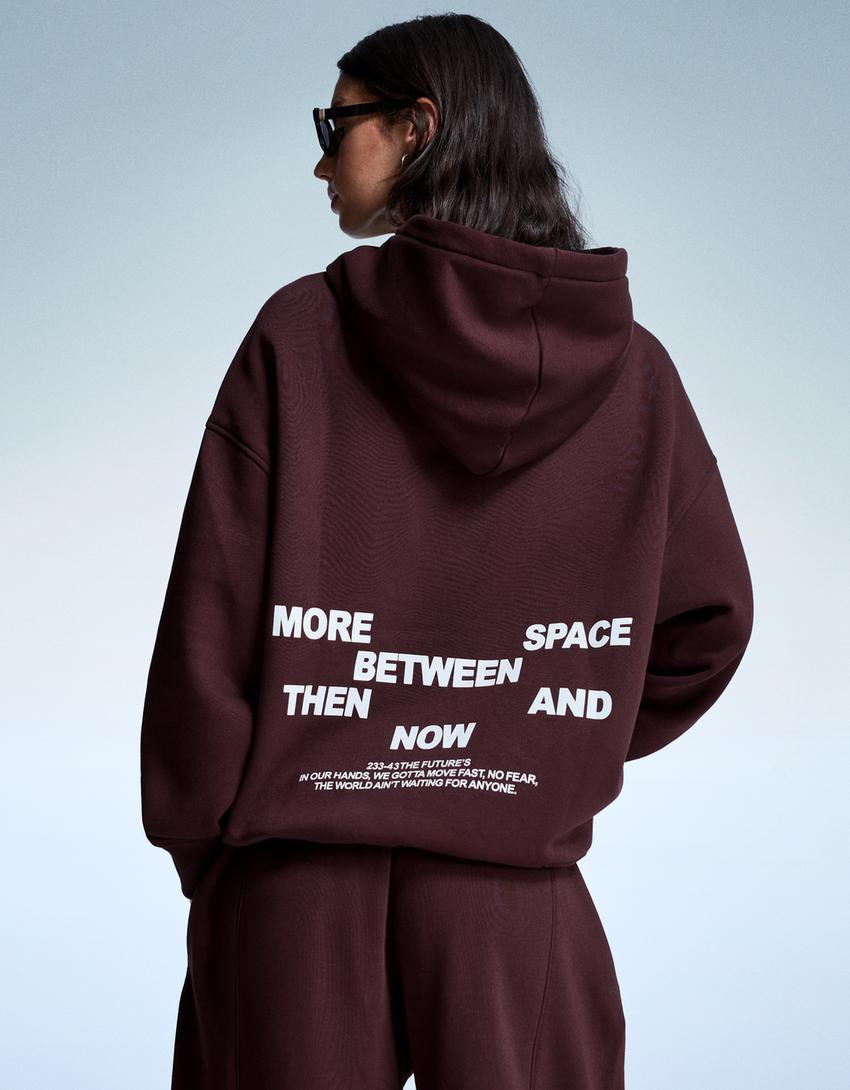 Hoodie met print-Bordeaux-0
