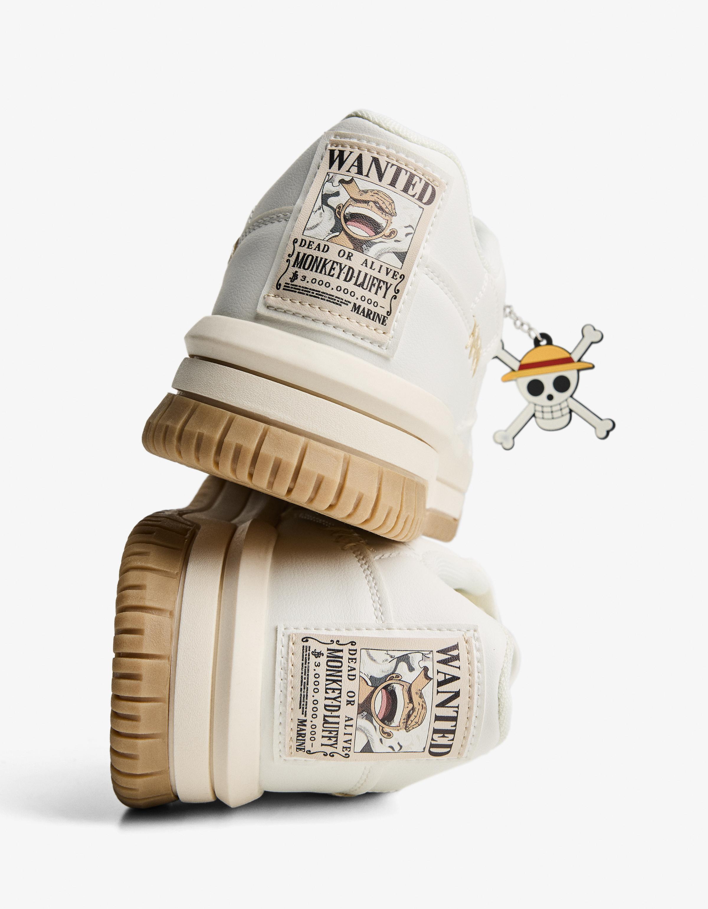 One Piece skater trainers with keychain — WHITE