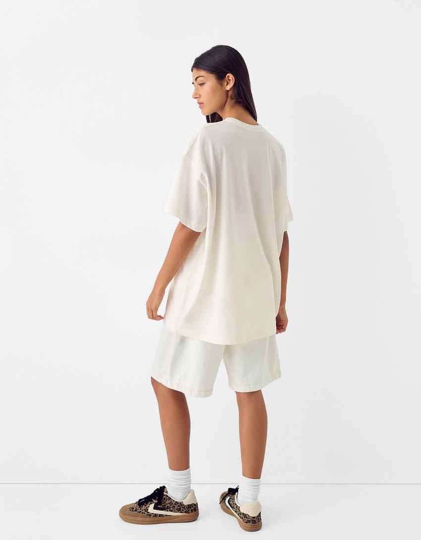 Short sleeve T-shirt with print-Off white-1