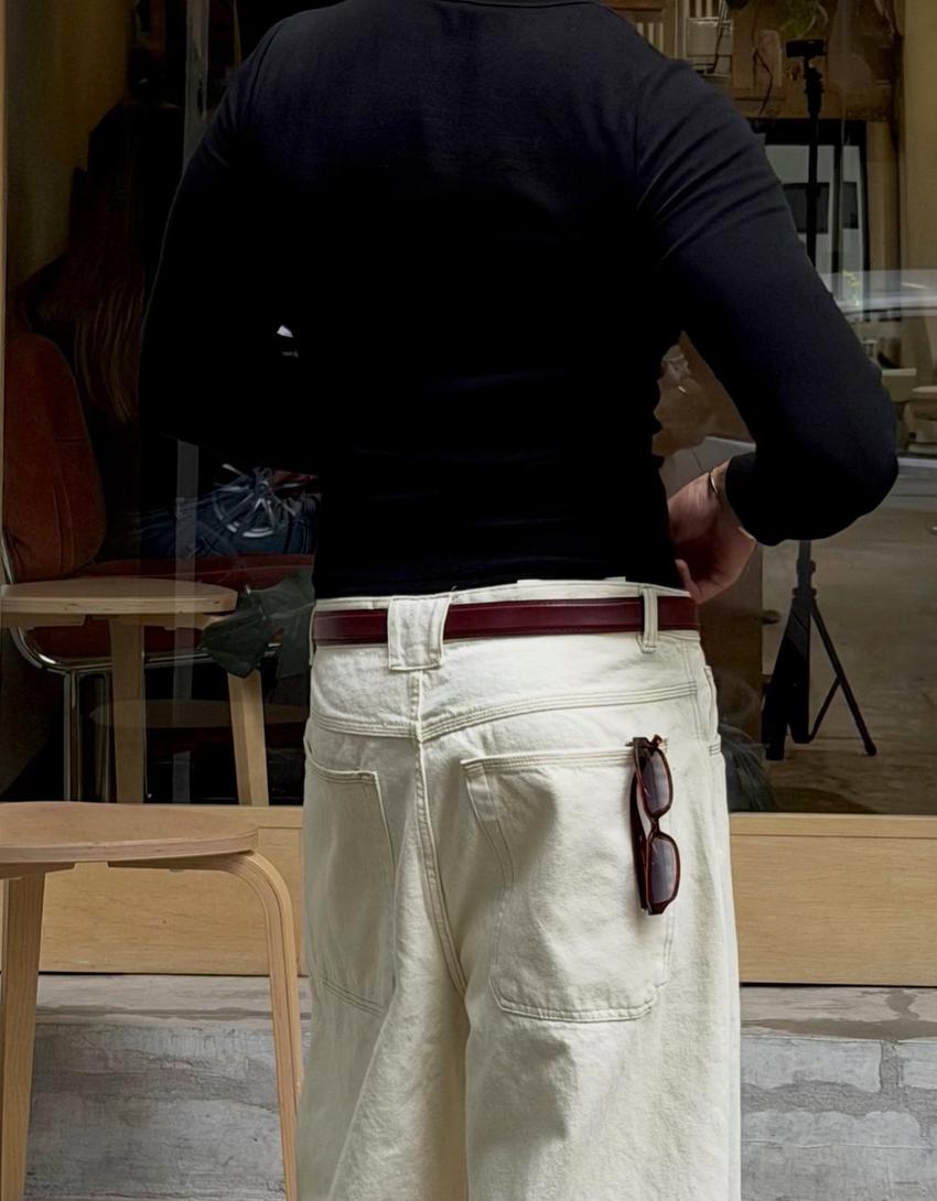 Barrel jeans-Cream