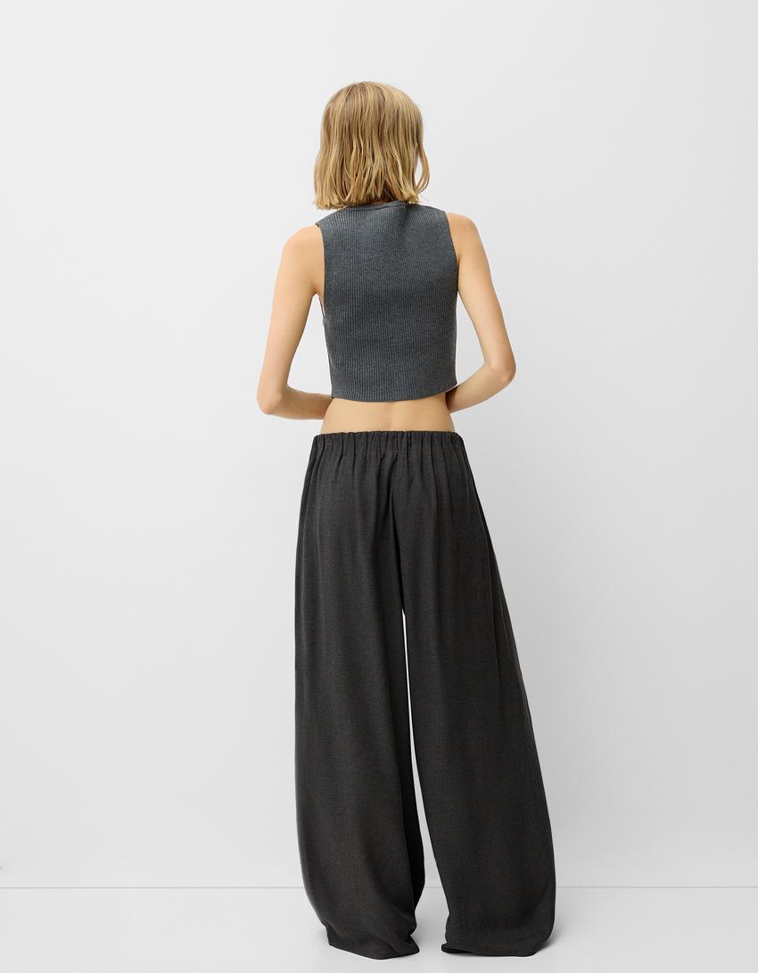 Pantalon large-Gris foncé-2