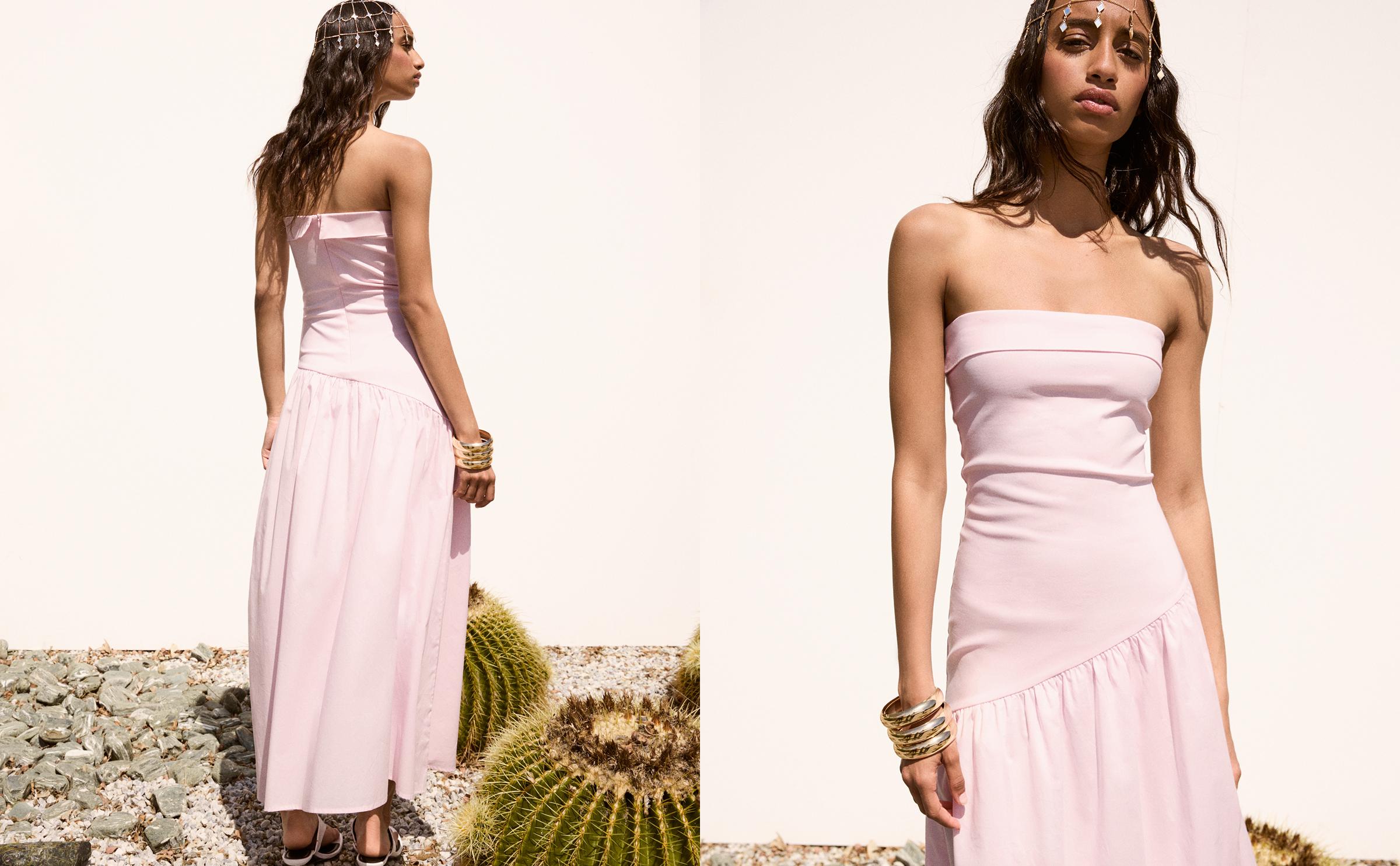 Bandeau midi dress — Pink