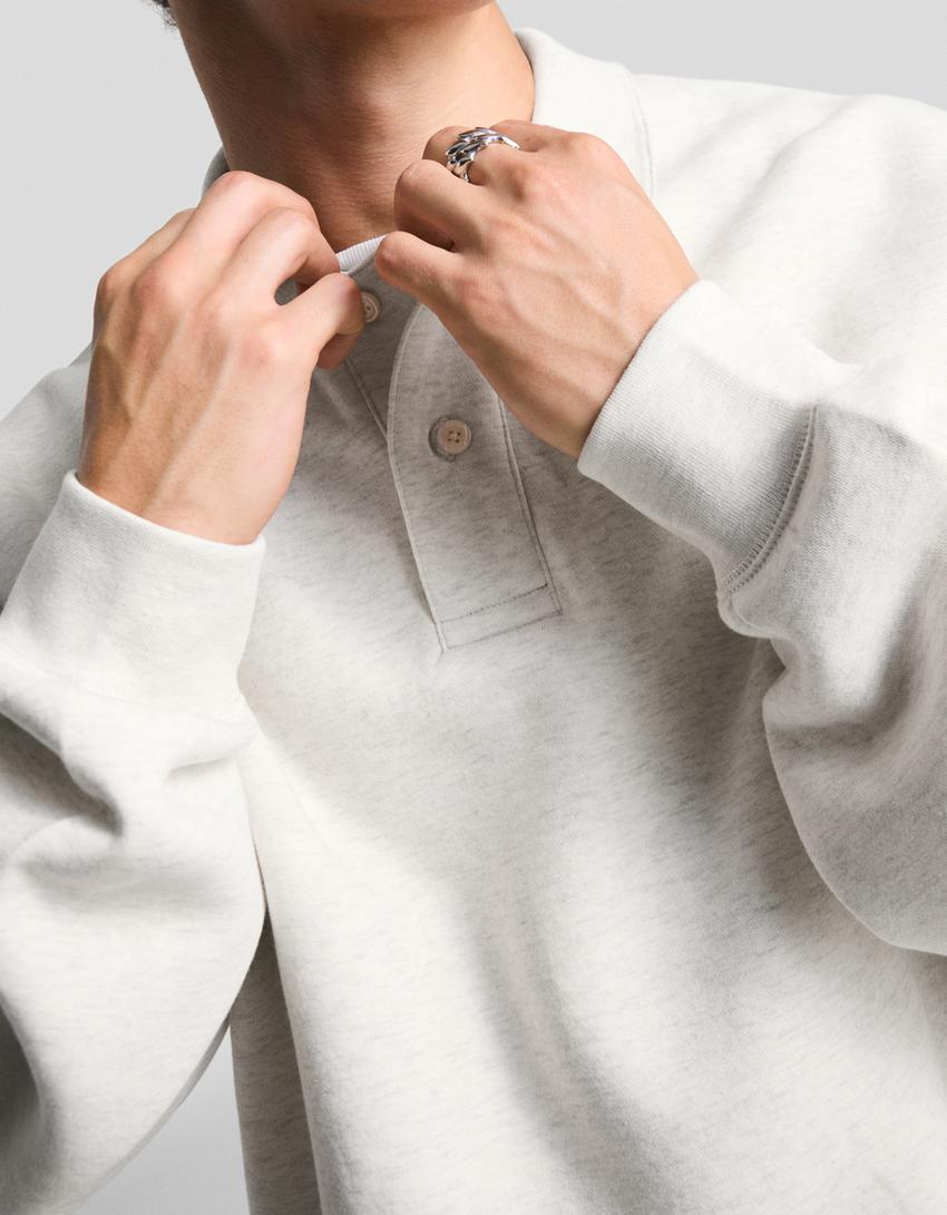 Sudadera cuello polo-Gris-3