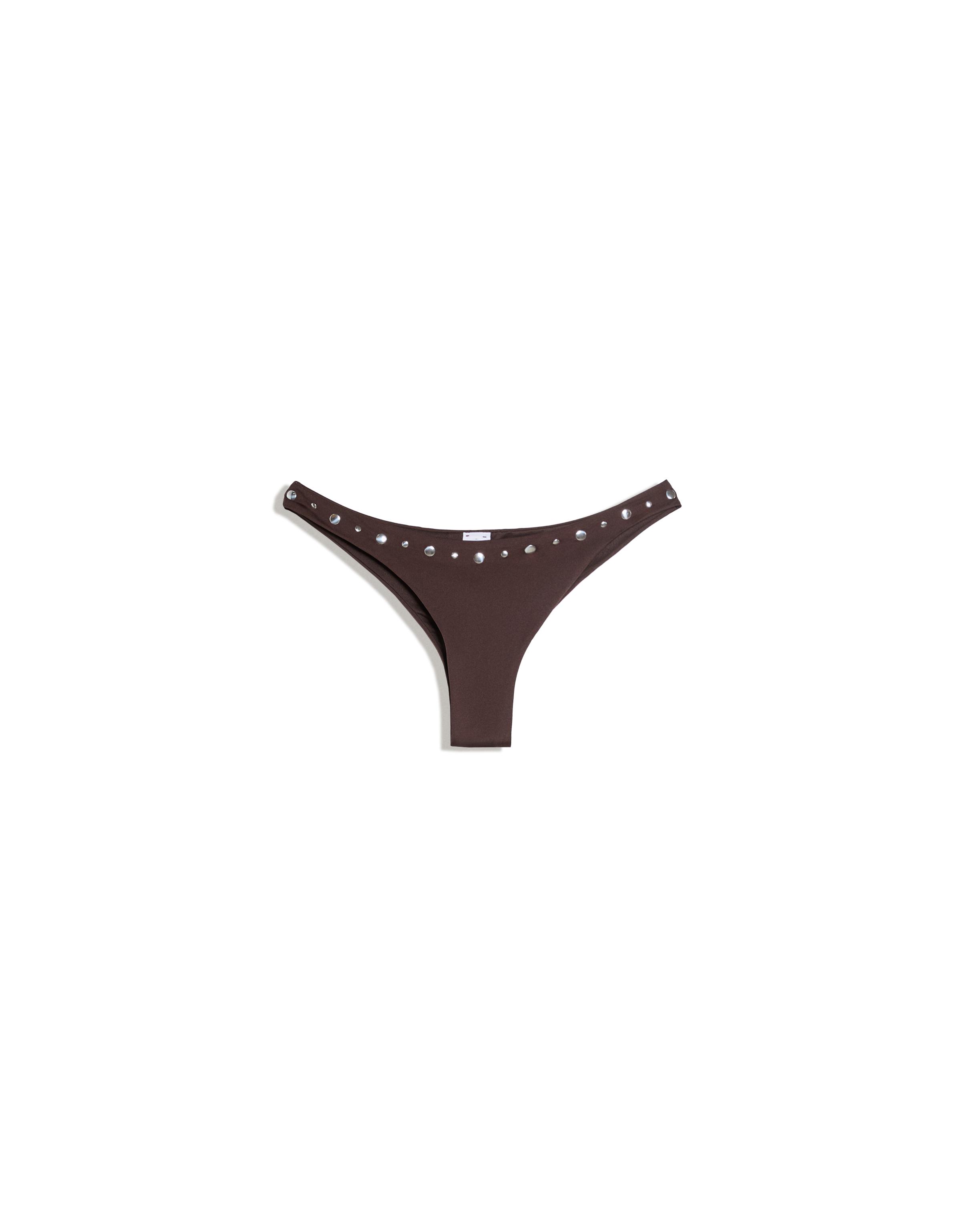 Studded Brazilian bikini briefs — Brown