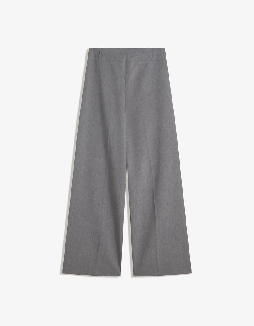 Pantalone širokih wide nogavica-Siva-4