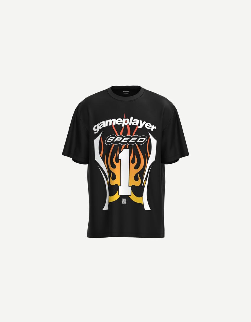 Short sleeve sports T-shirt with digital filter-Black-5