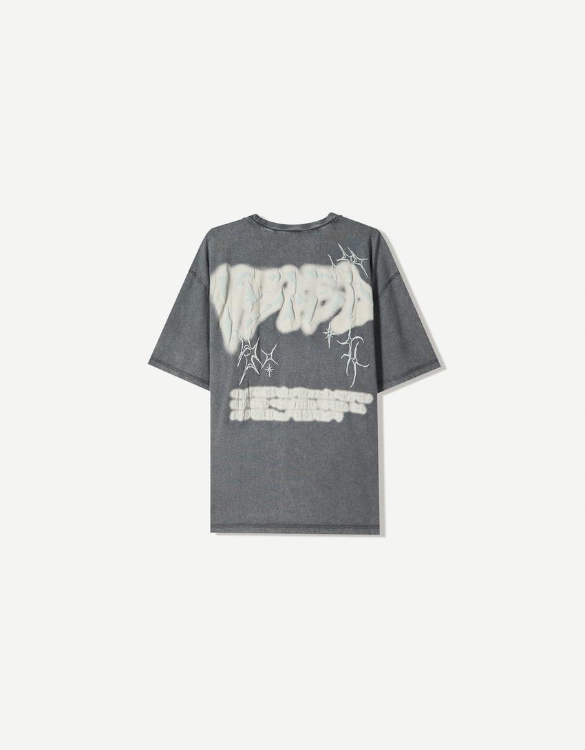 Camiseta manga corta print-Gris-5