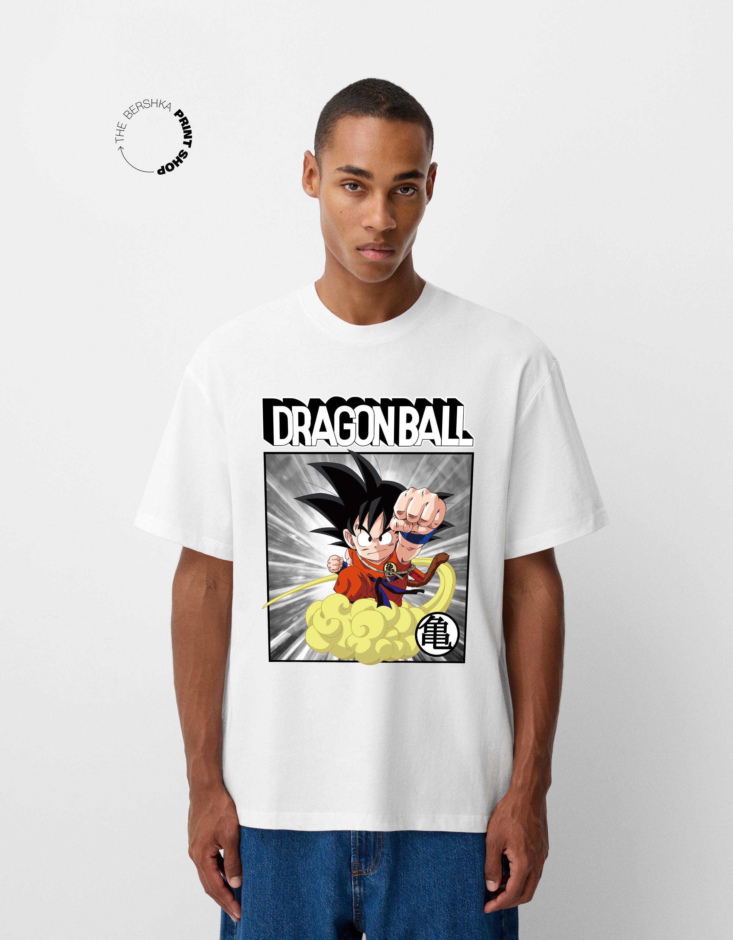 Bershka Dragon Ball-T-Shirt Herren Xl Weiss