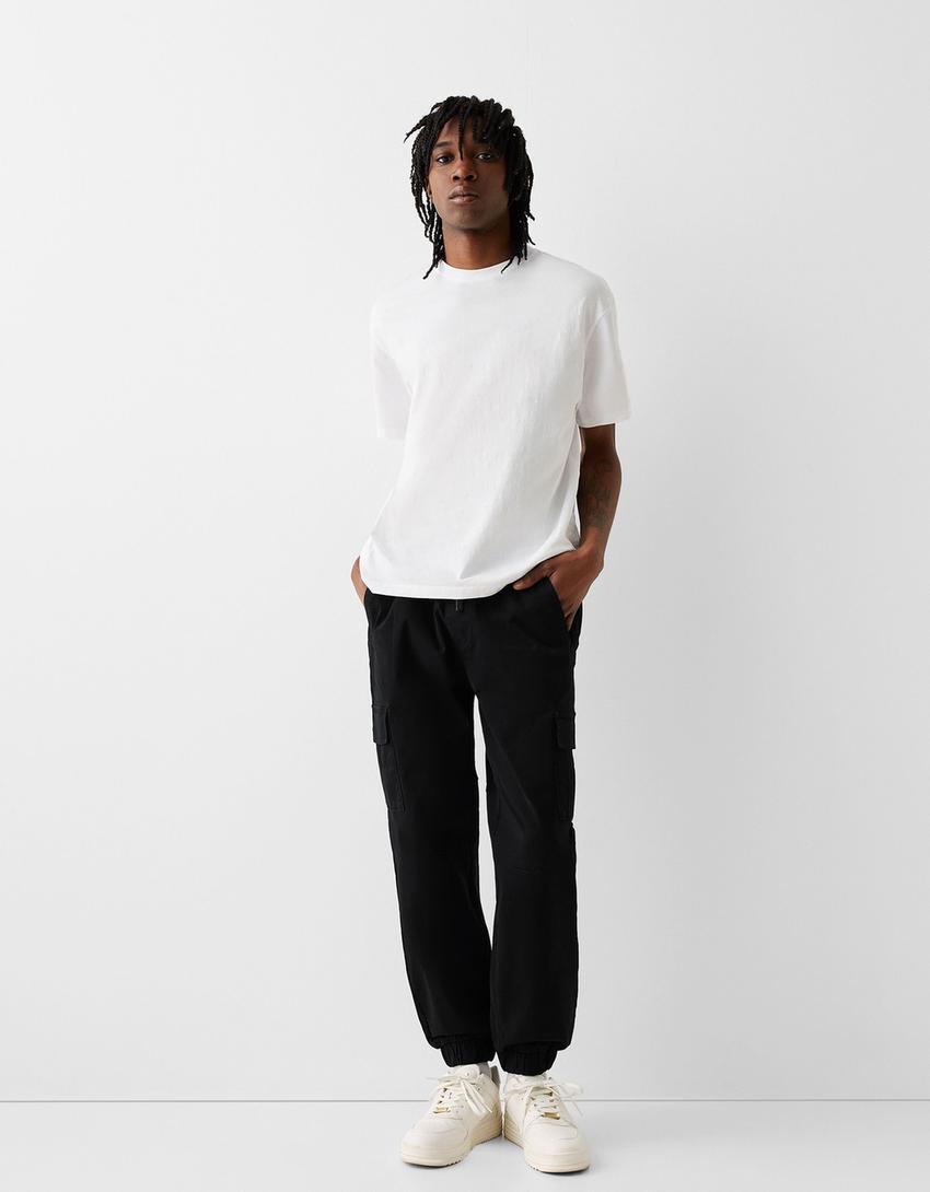 Pantalon jogger cargo coton-Noir-0