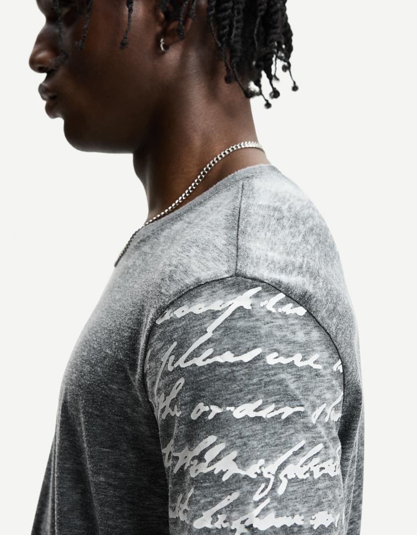 Short sleeve T-shirt with print-Dark grey-2