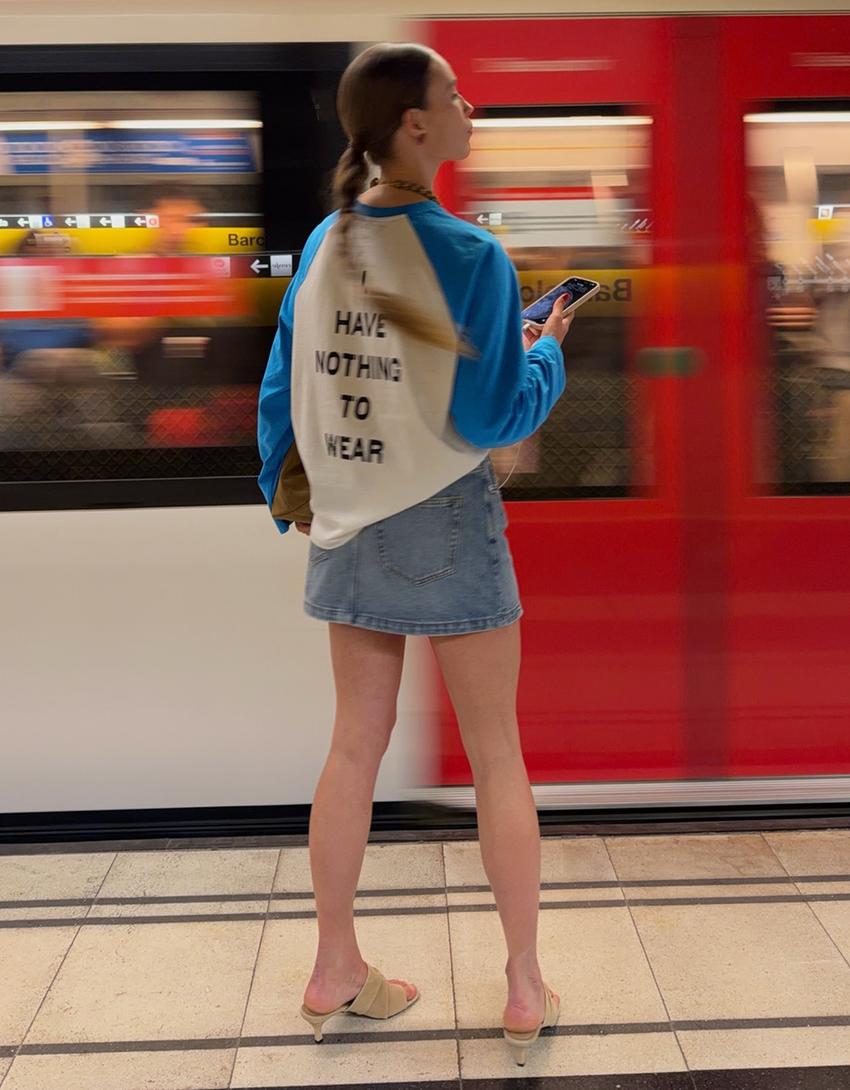 Long sleeve T-shirt with contrast print-Off white