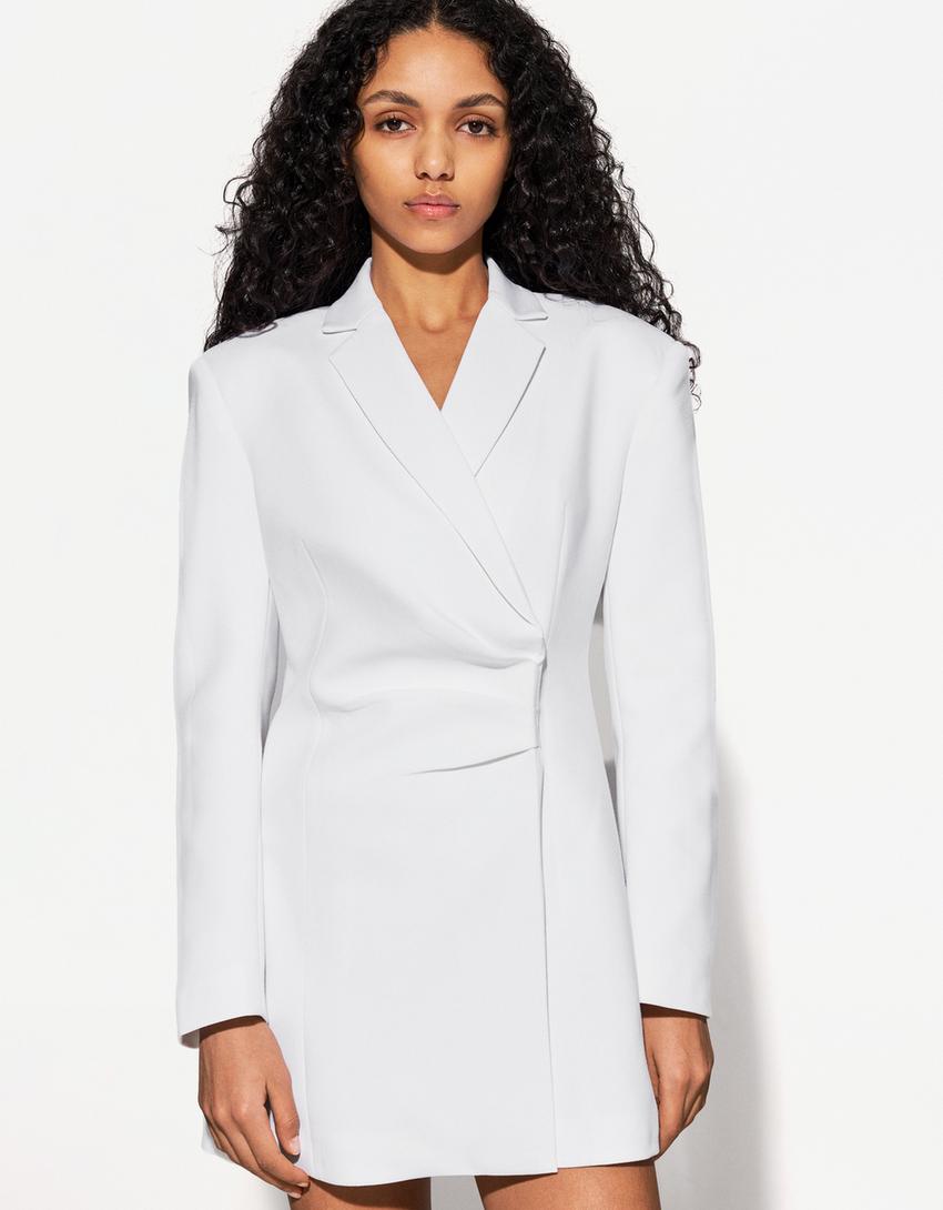 Blazer dress-White-1