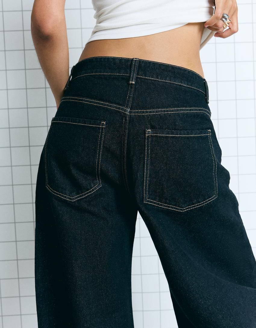 Wide-leg barrel jeans-Black-1