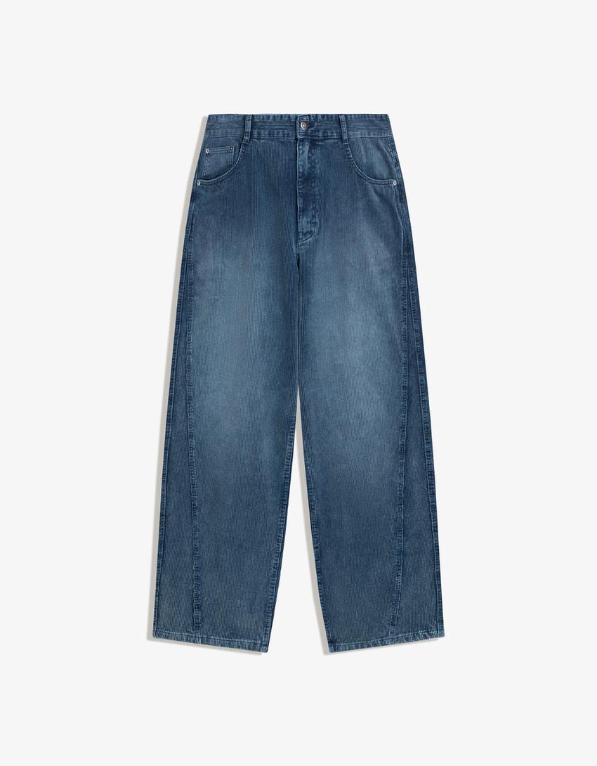 Super Baggy Cordhose-Blau