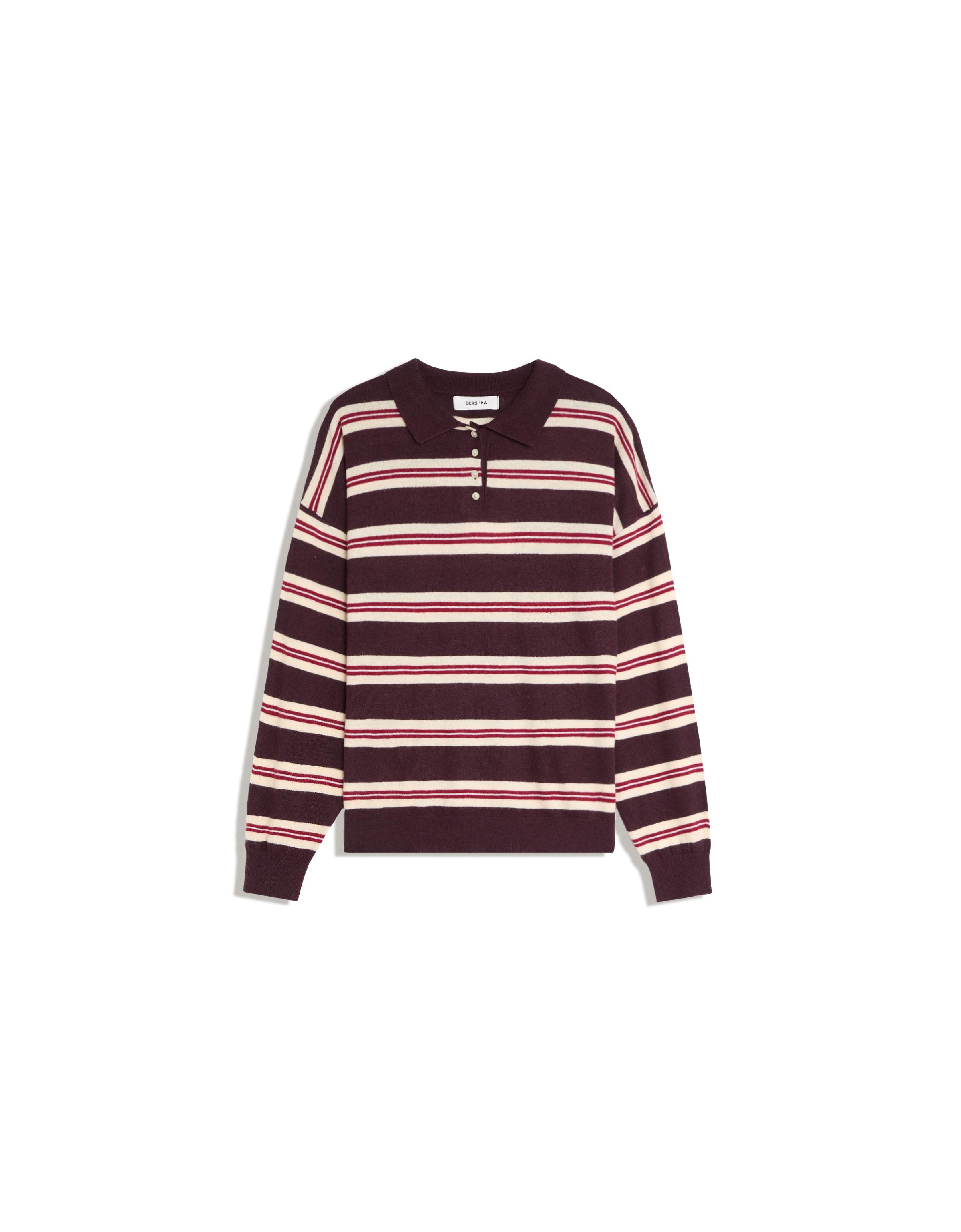 Polo collar stripe jumper