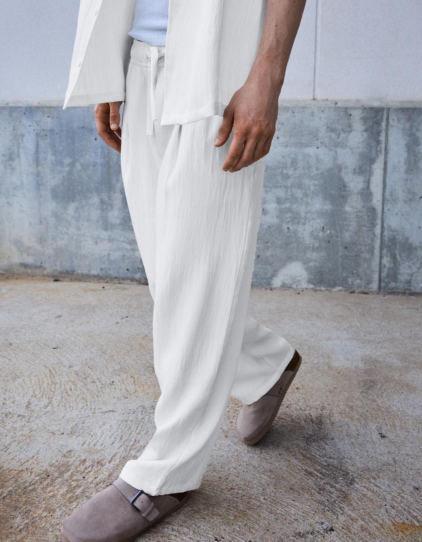 Rustic baggy trousers-White