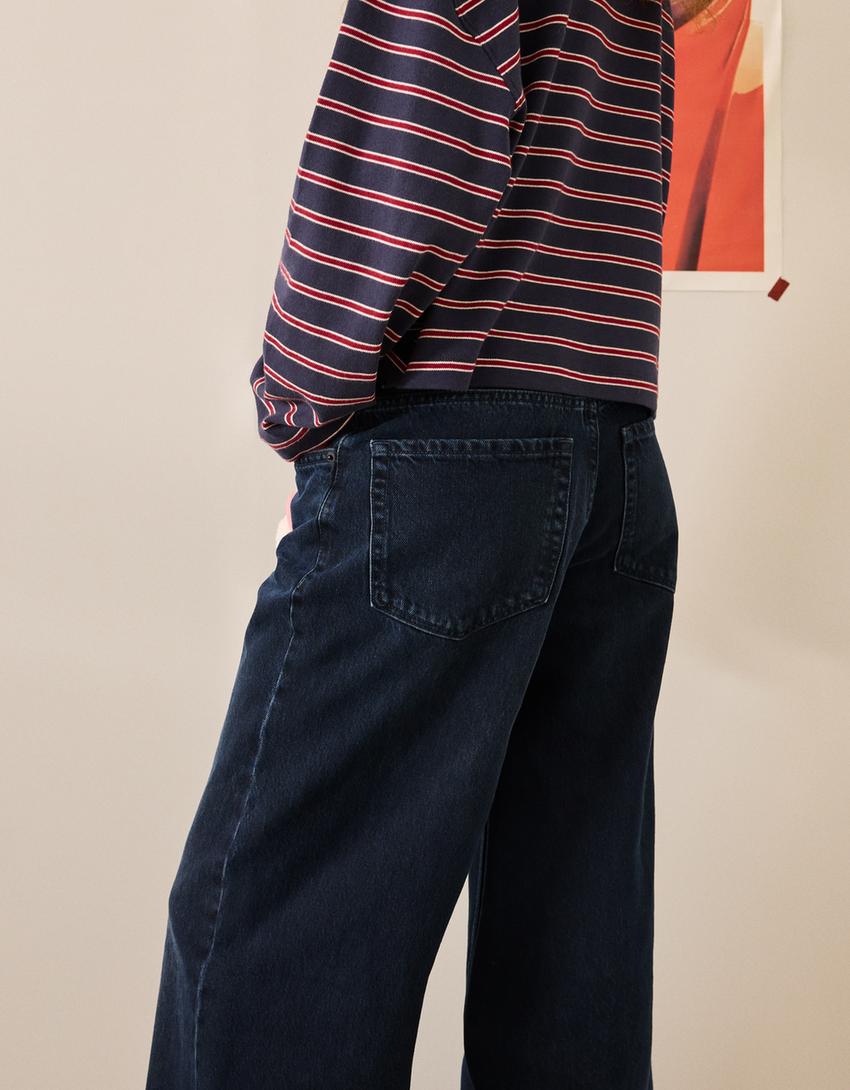 Jeans mit Weitem Bein-Dunkelblau