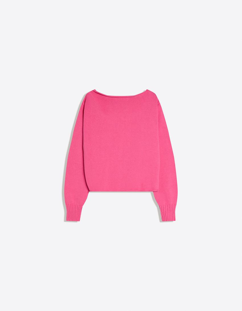 Pull col bateau-Fuchsia