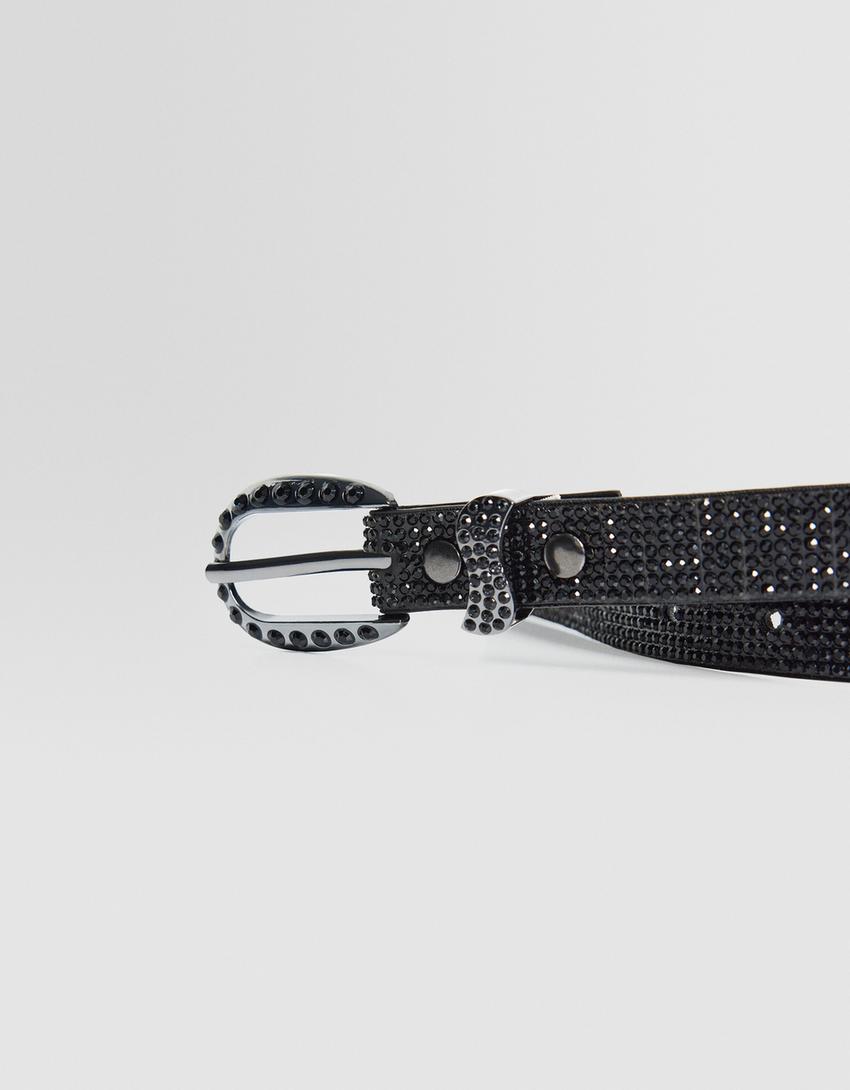 حزام رفيع بأحجار الراين-أسود-2