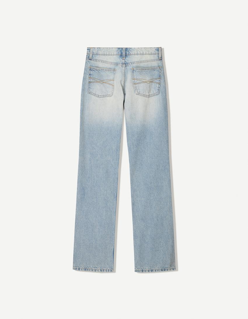 Straight low-rise jeans-Washed out blue-4