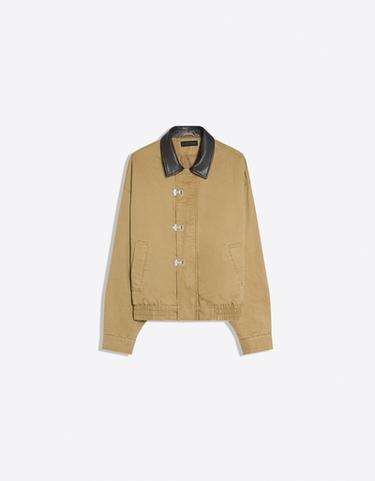Clasp jacket with contrast collar — Camel 6