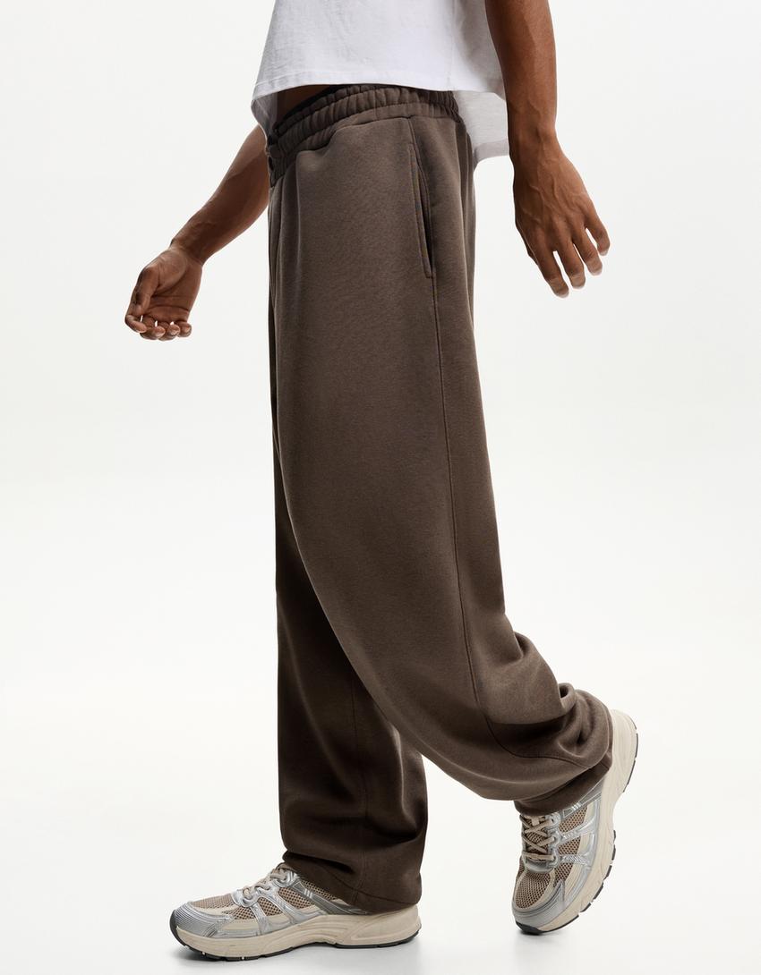 Pantalon balloon molleton-Marron