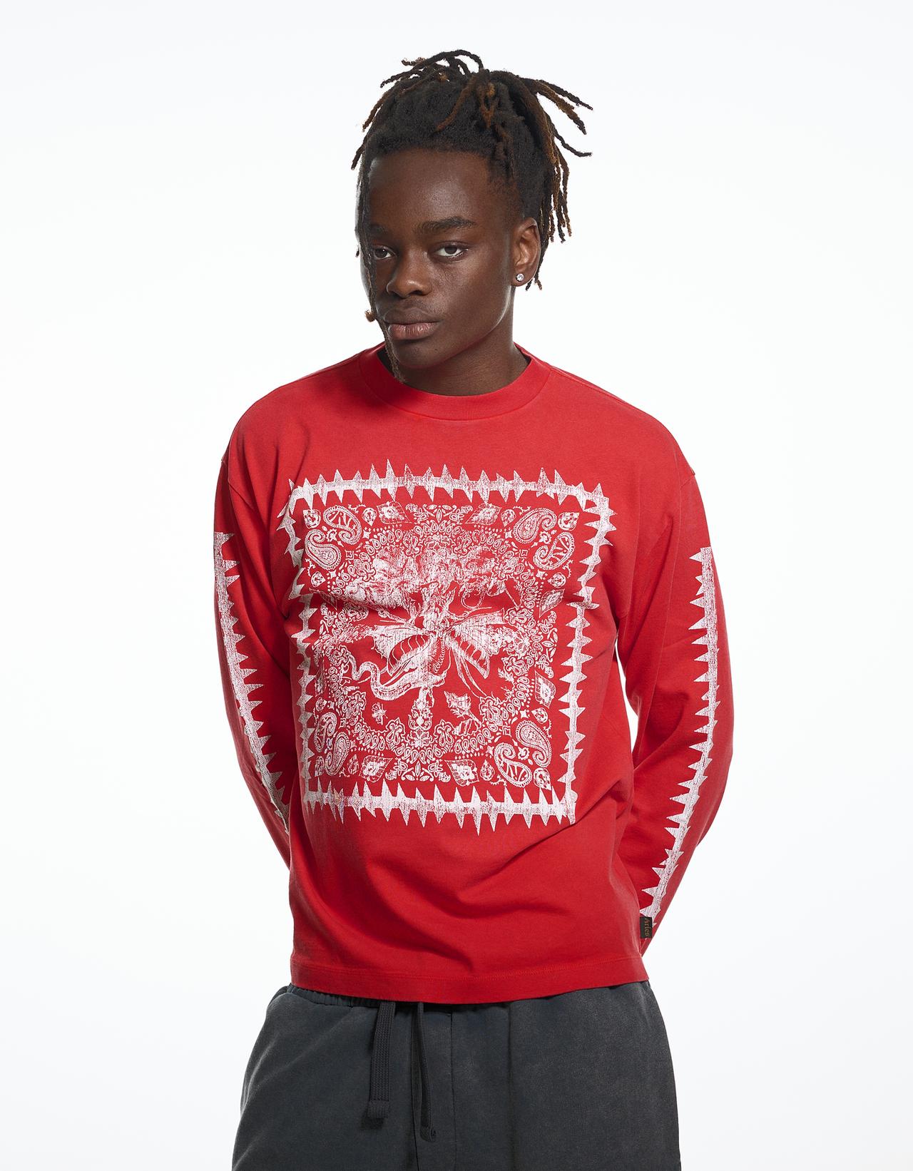Long sleeve print T-shirt ARIES X BERSHKA — Red