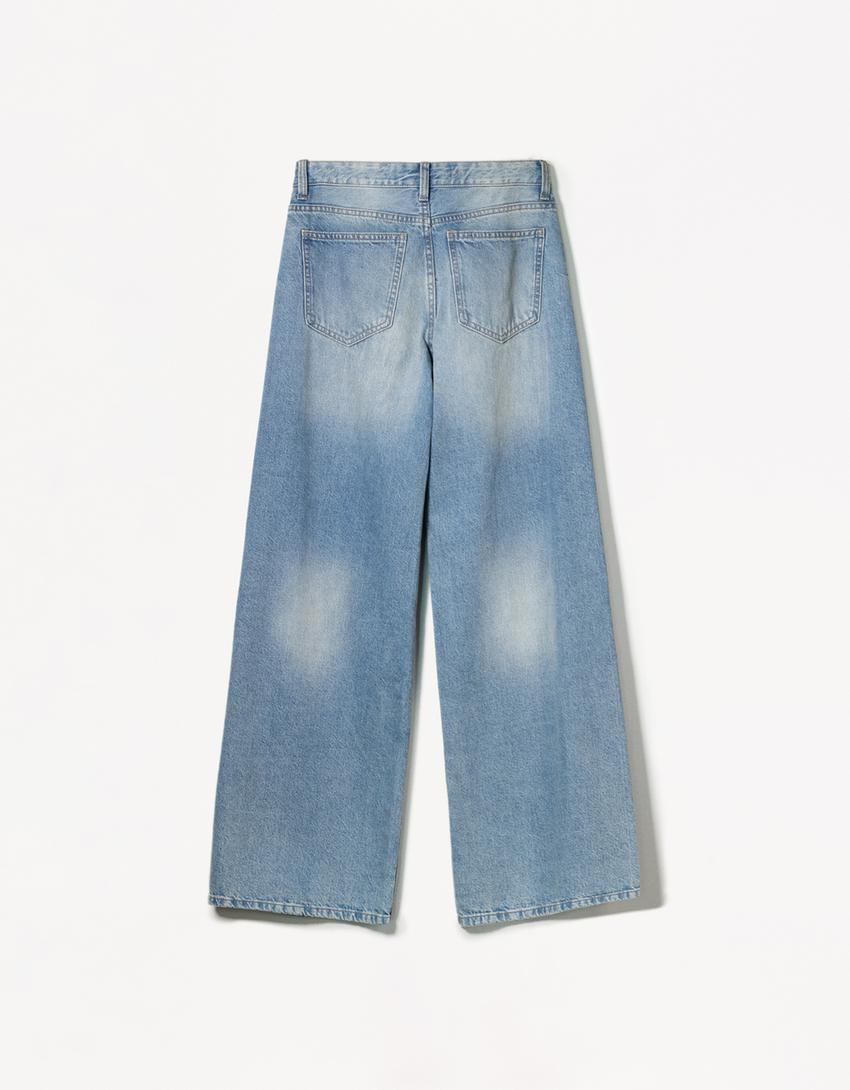 Wide-leg jeans-Washed out blue