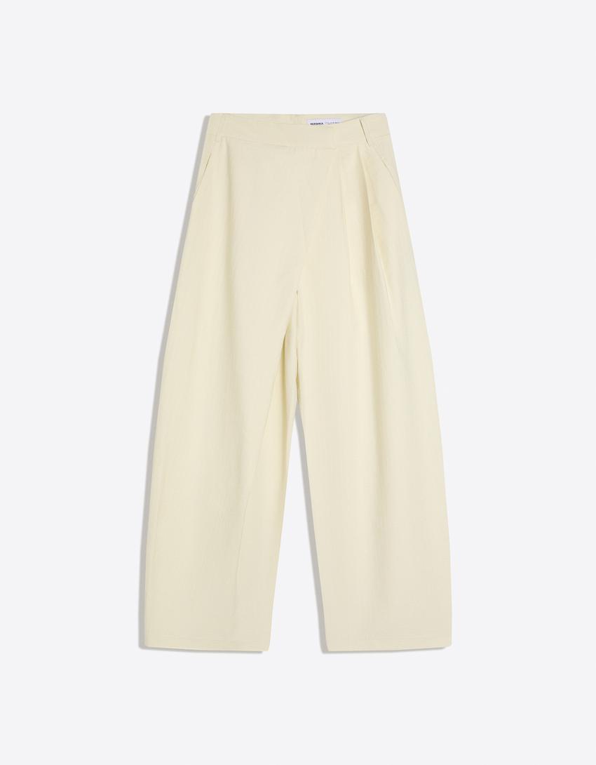 Crossover waist trousers-Yellow