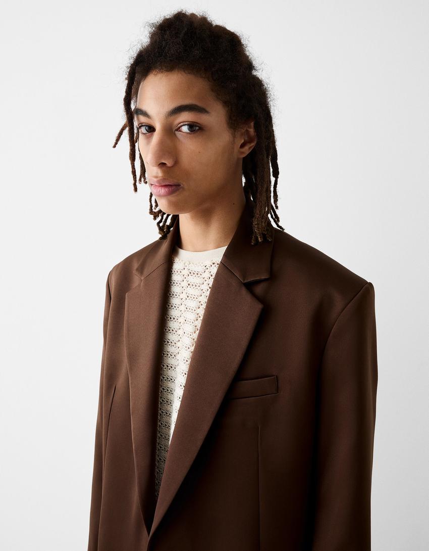 Veste tailleur bouton-Marron-2