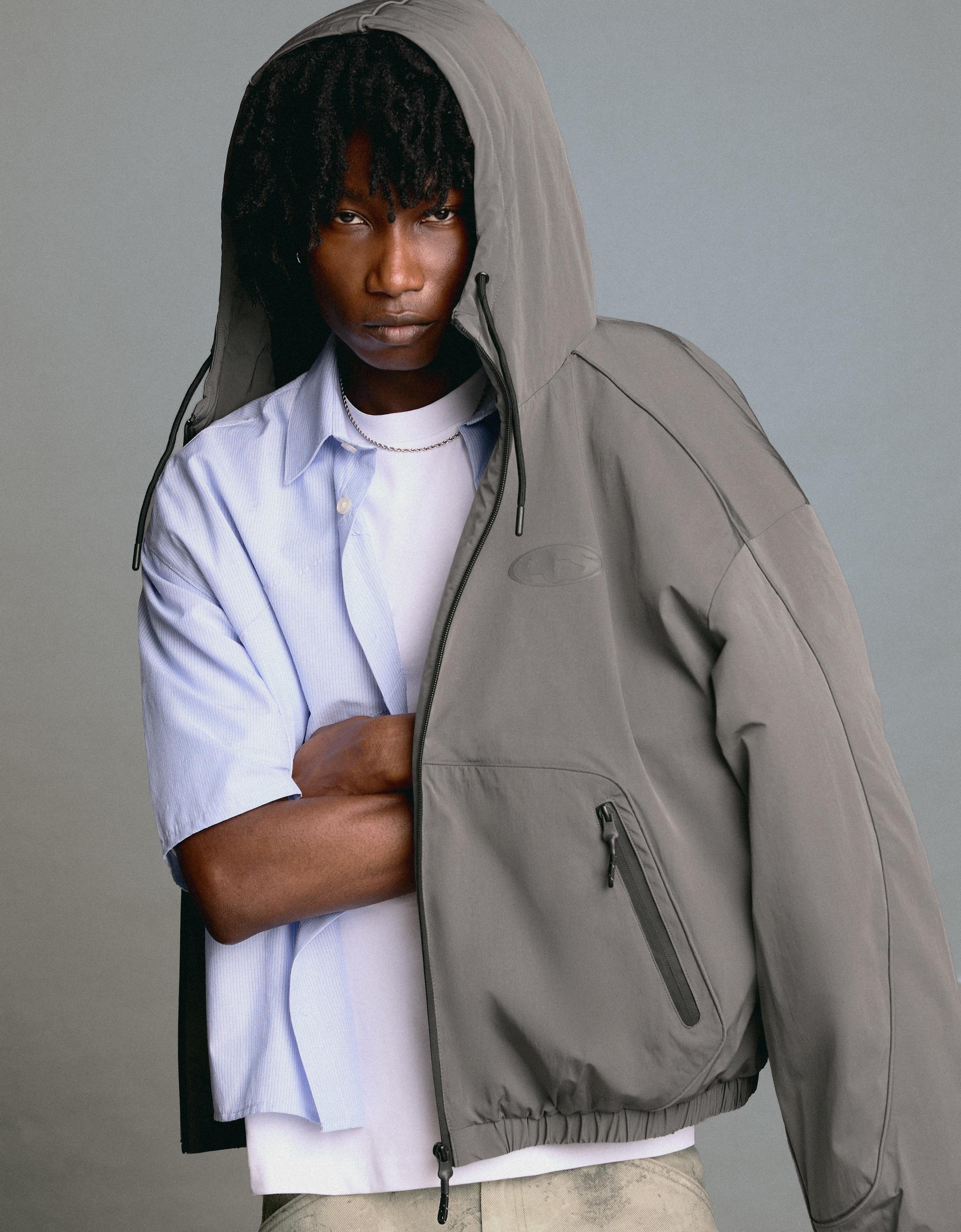 Technical hooded jacket — Grey