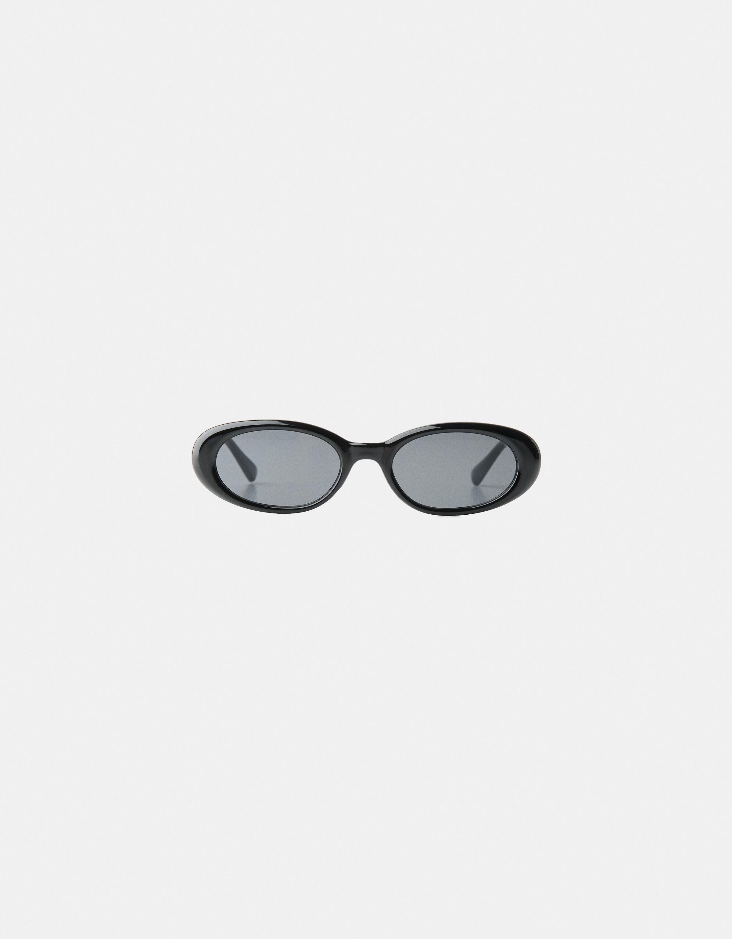 Oval plastic sunglasses — Black