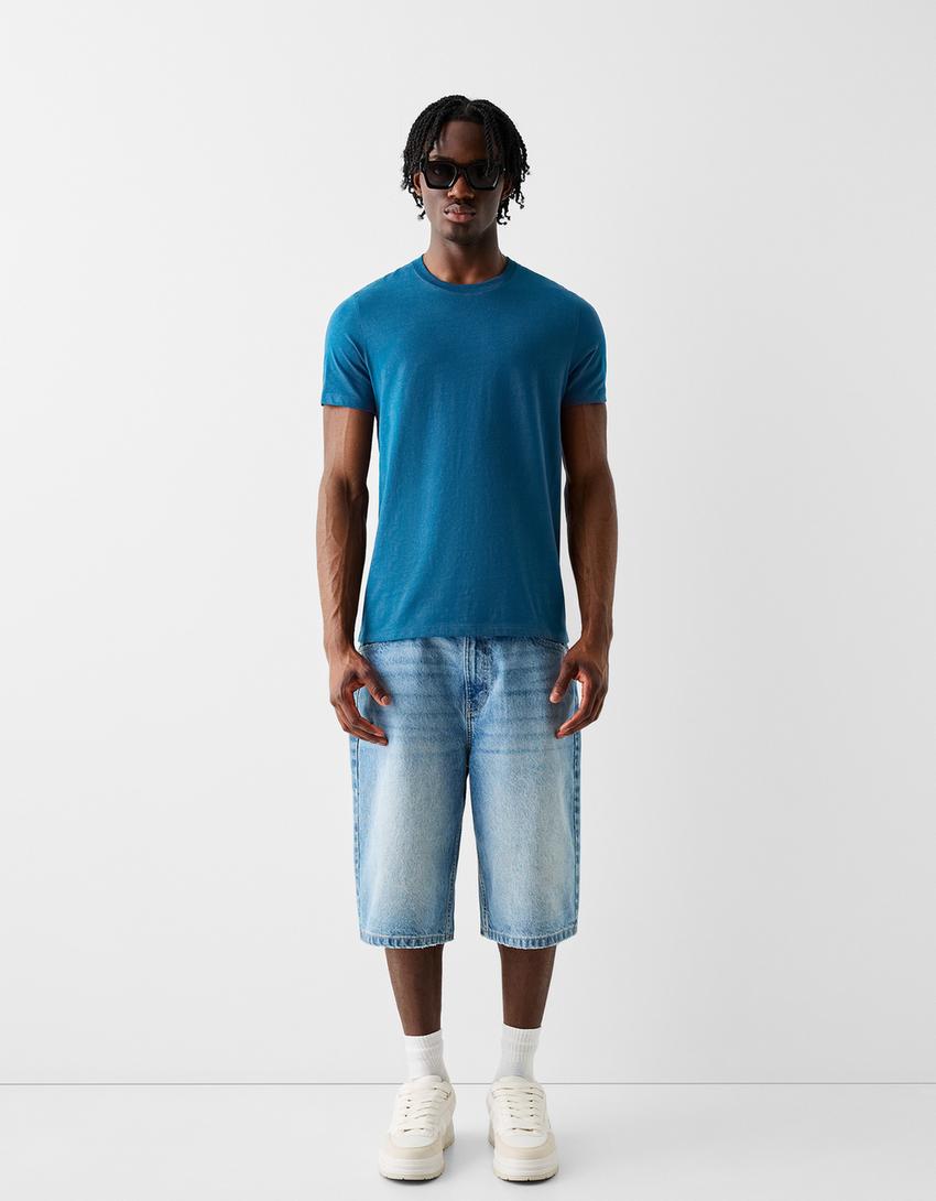 Regular fit short sleeve T-shirt-Blue-3
