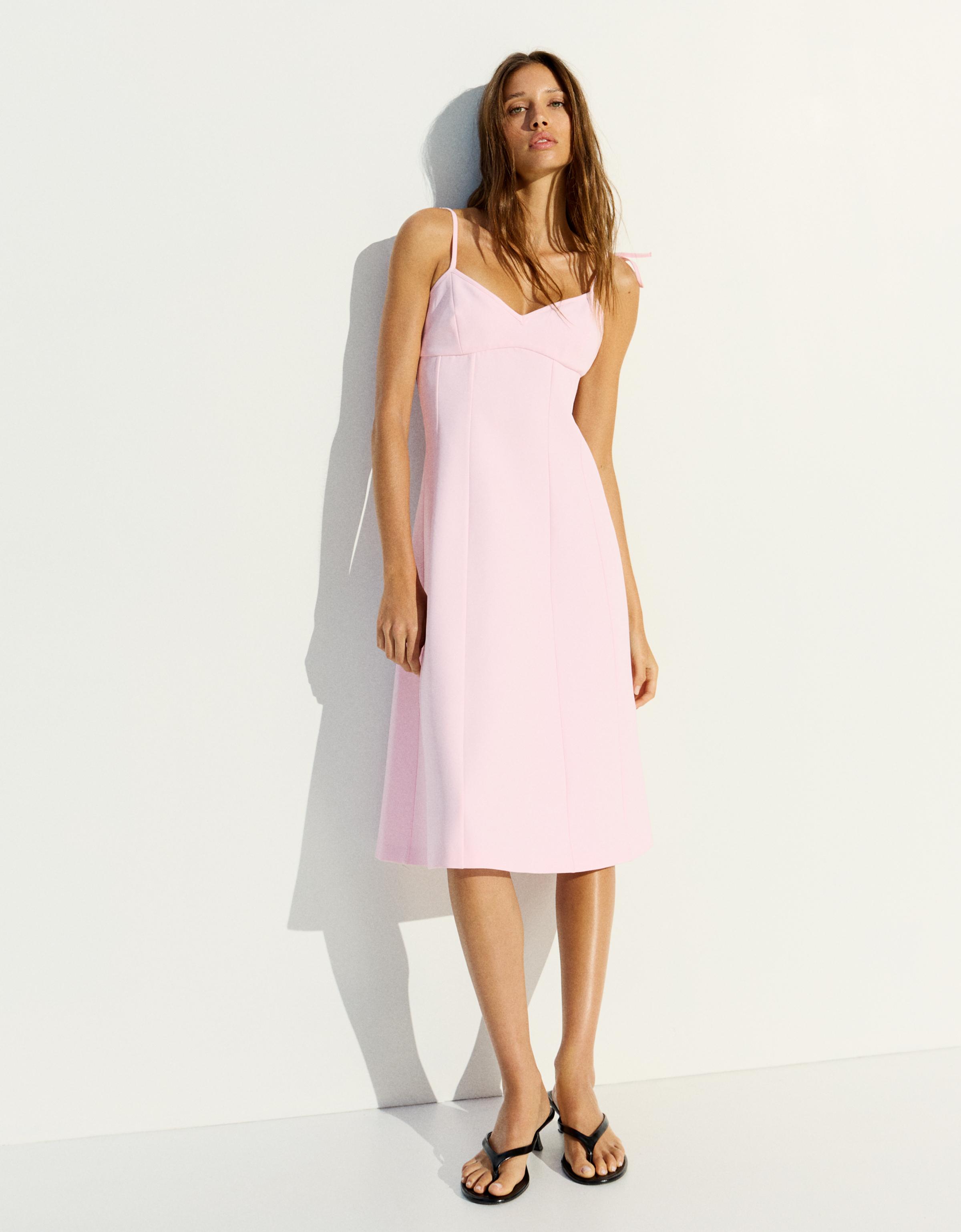 Structured mini dress with bows — Pink