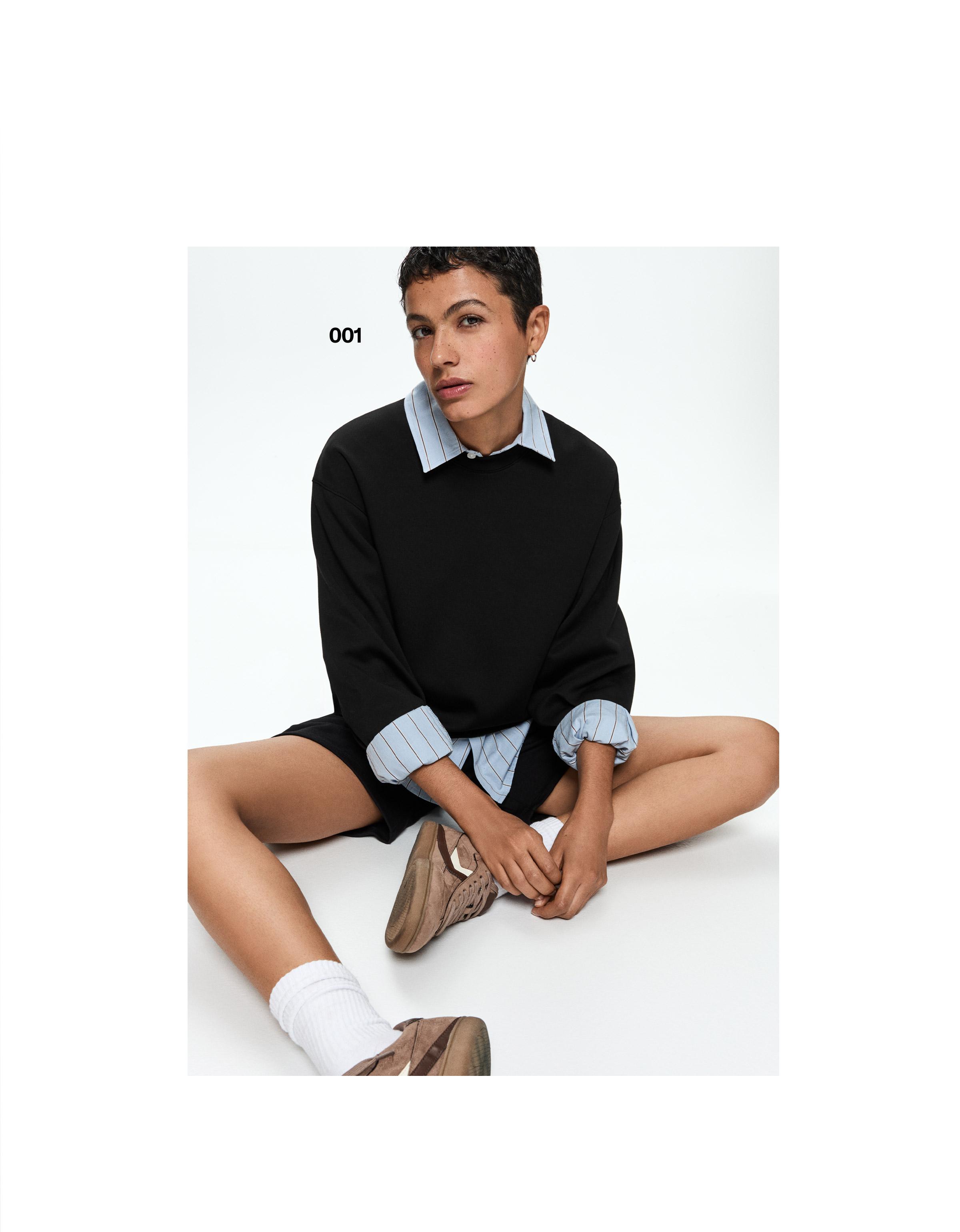 Oversize round neck sweatshirt — Black
