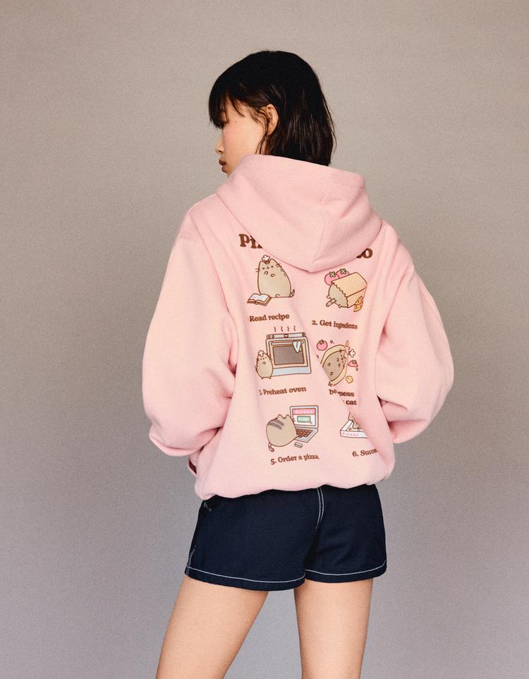 Pusheen baskılı ve kapüşonlu sweatshirt