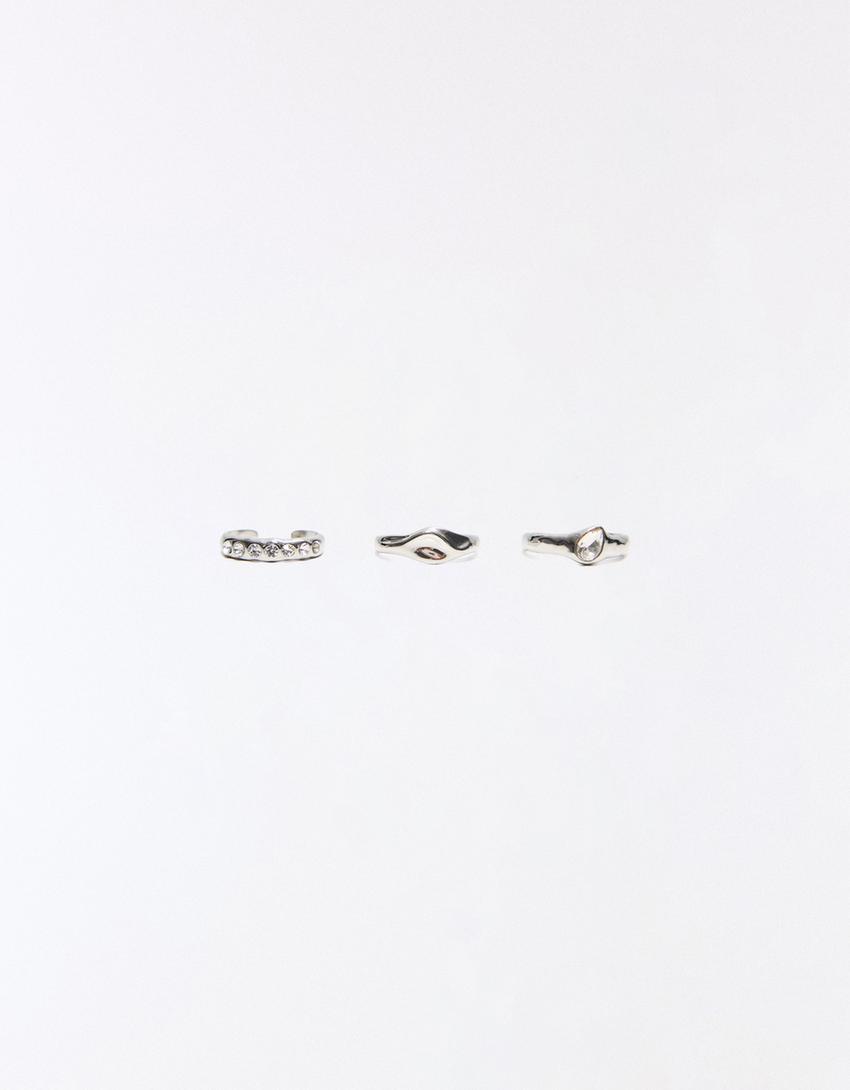 Set di 3 anelli da piede-Argentato