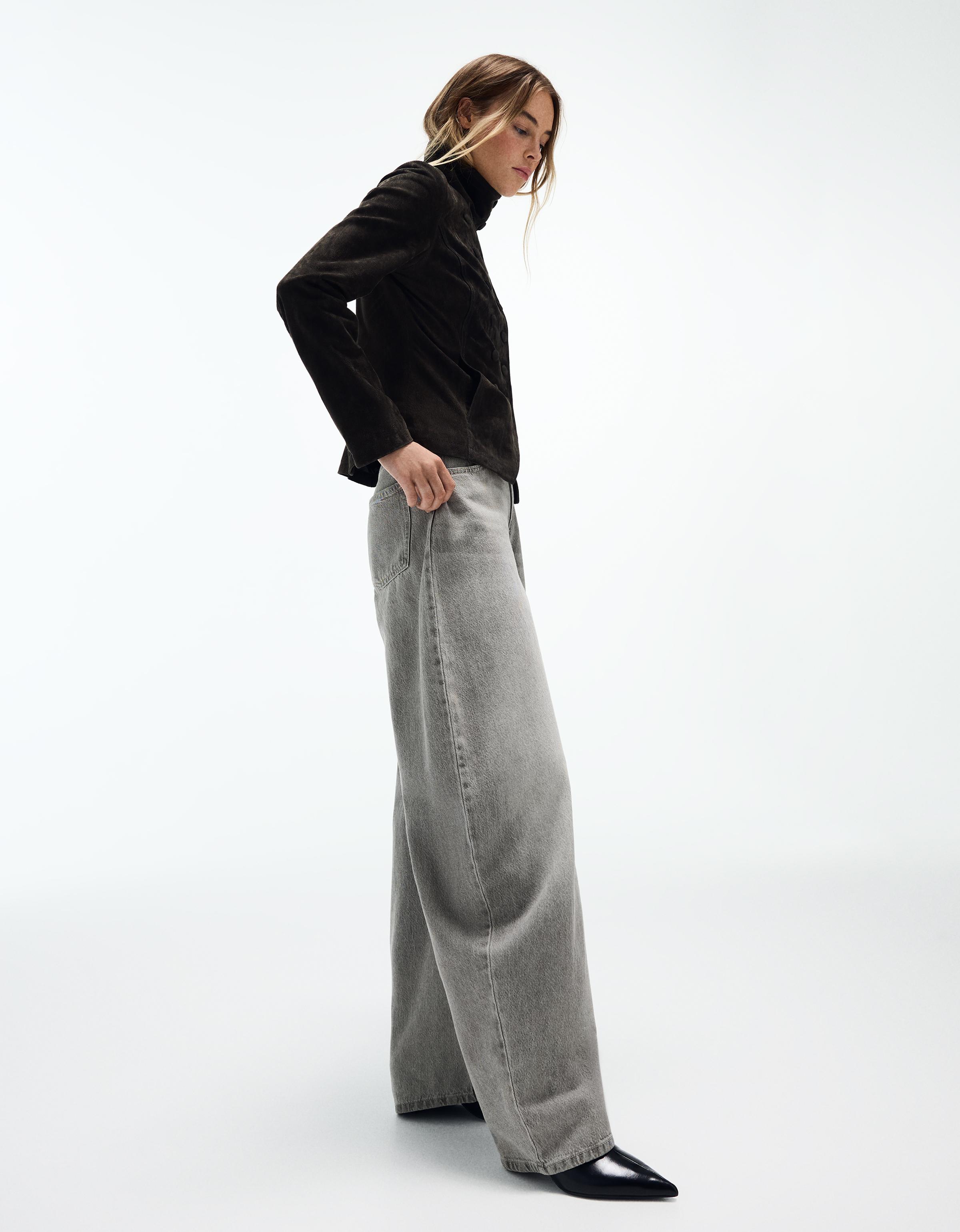 High-waist barrel jeans — Grey