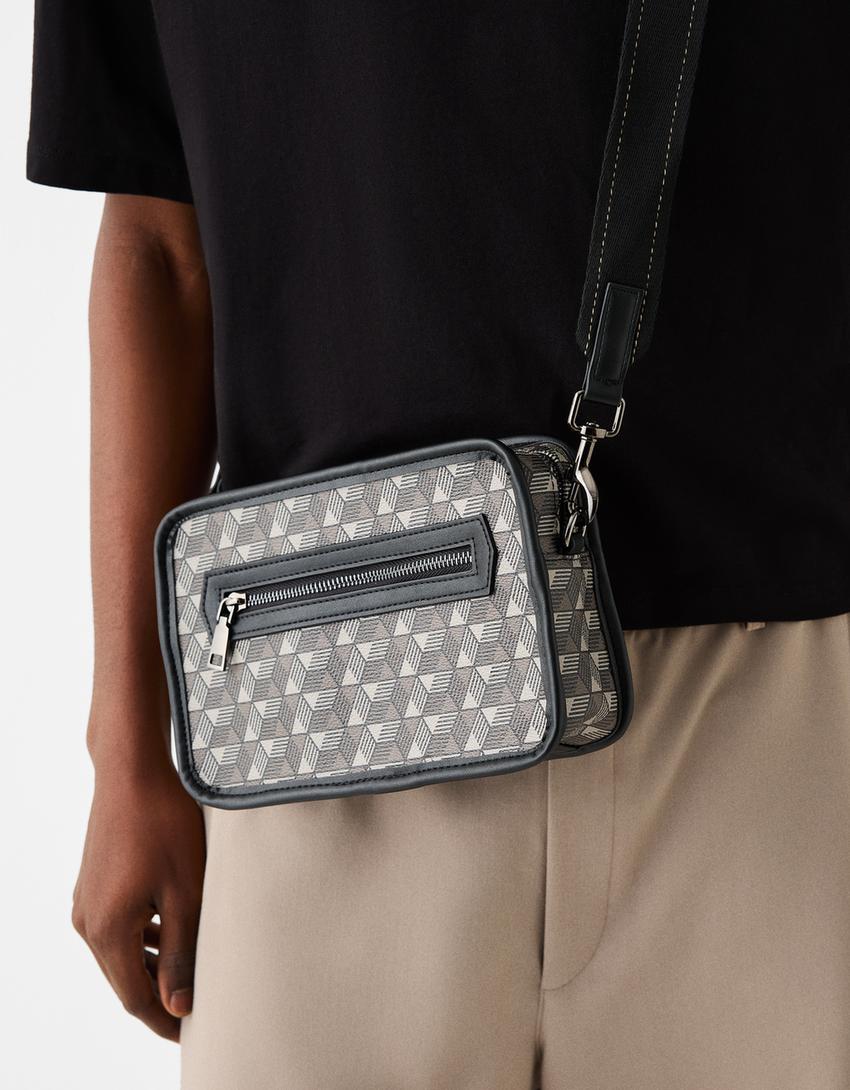 Sac bandoulière imprimé-Noir-1