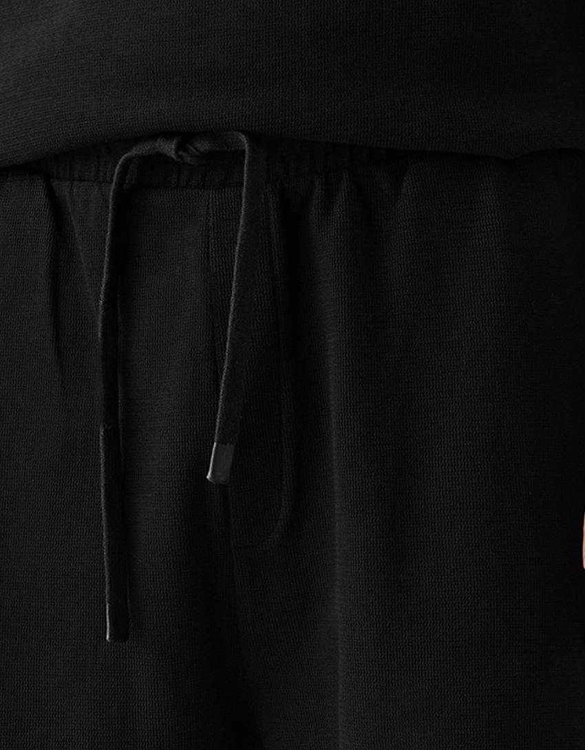 Bermuda relaxed fit molleton texturé-Noir-5
