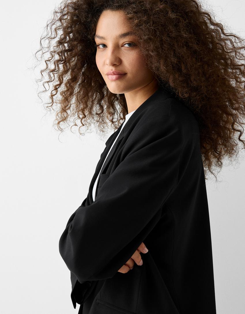 بليزر رجالي بقصّة مريحة-أسود-2